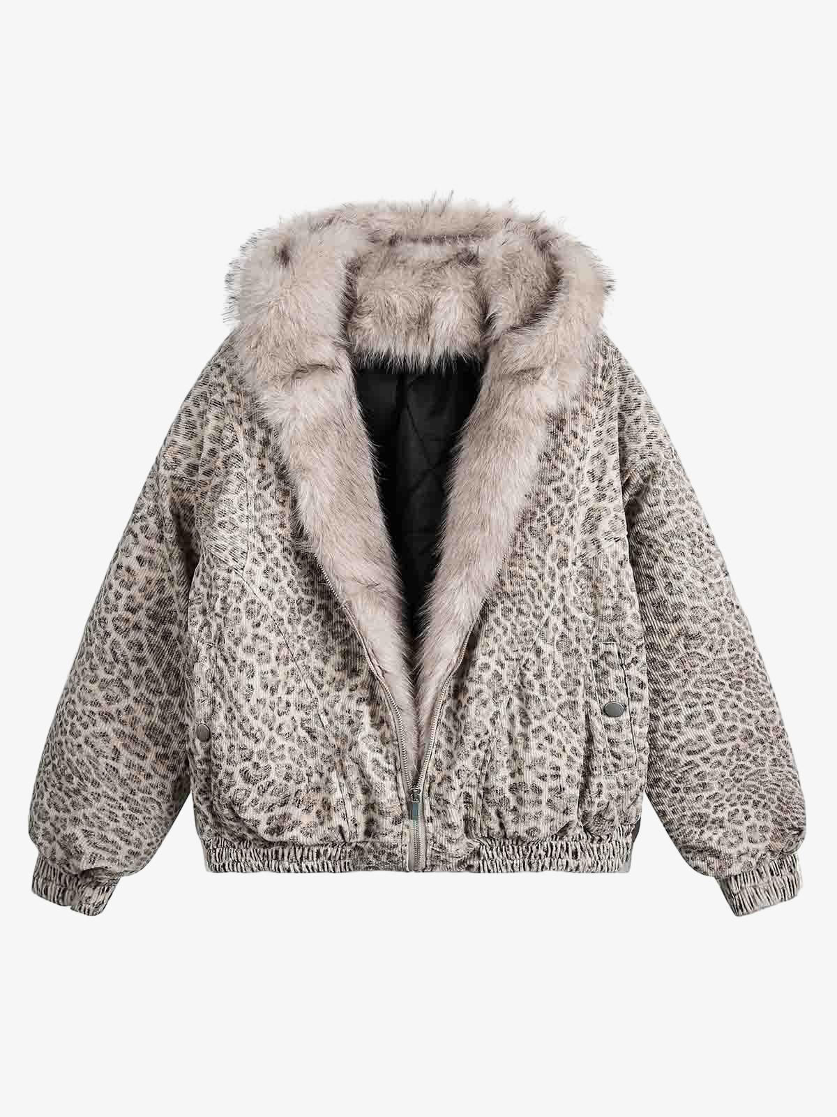 Cotton Cheetah Print Mink Fur Hooded Jacket - 2270-Fineriform