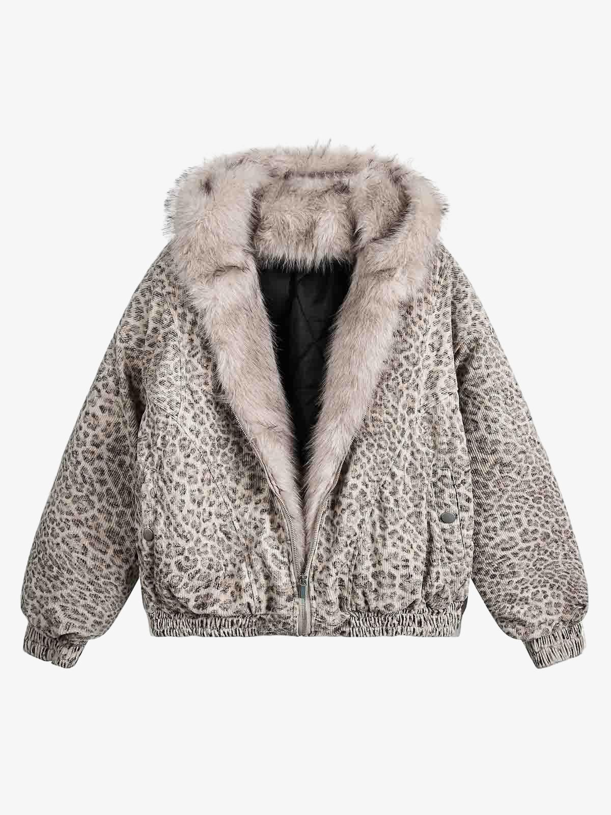 Cotton Cheetah Print Mink Fur Hooded Jacket - 2270-Fineriform