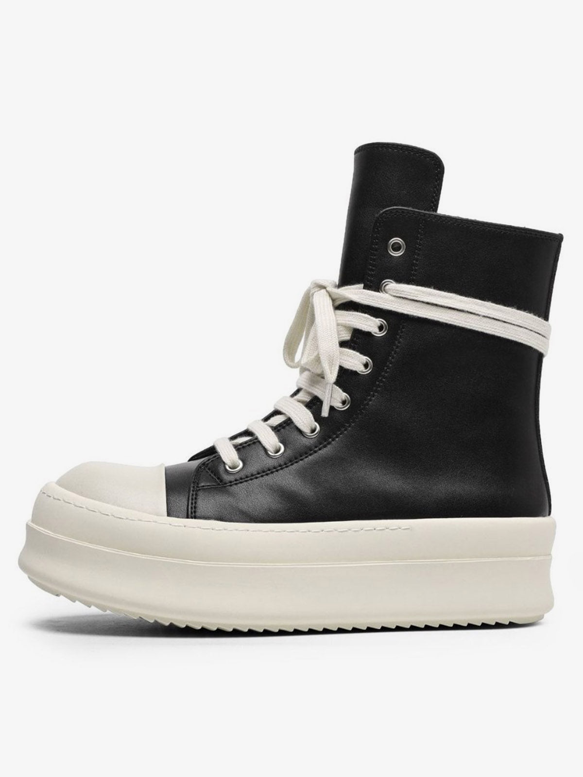 Rubber Sole High-Top Side Zipper Platform Sneakers - 2273-Fineriform