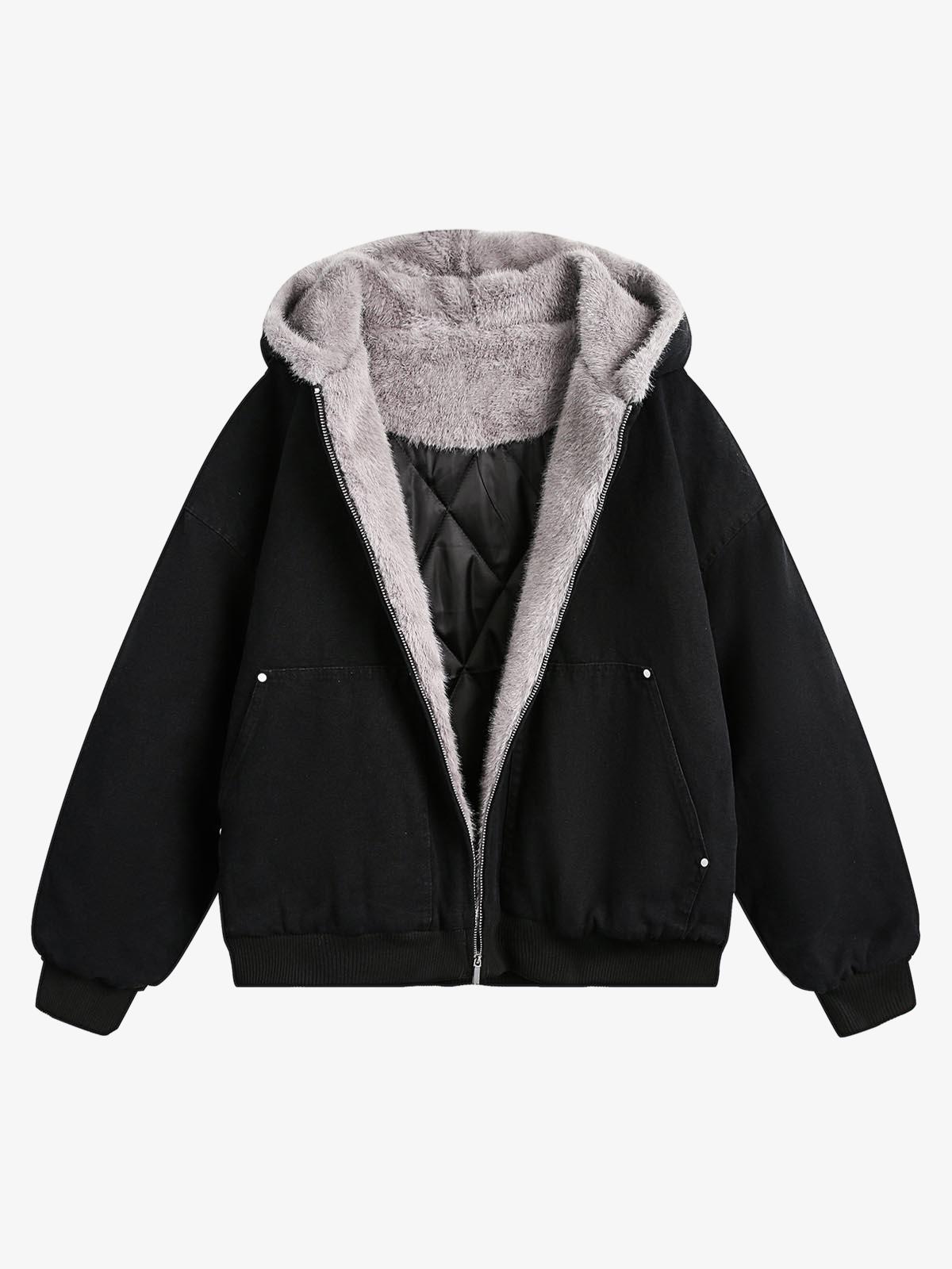 Thesupermade Fur Hooded Zip Up Quilted Jacket - 2510-Fineriform