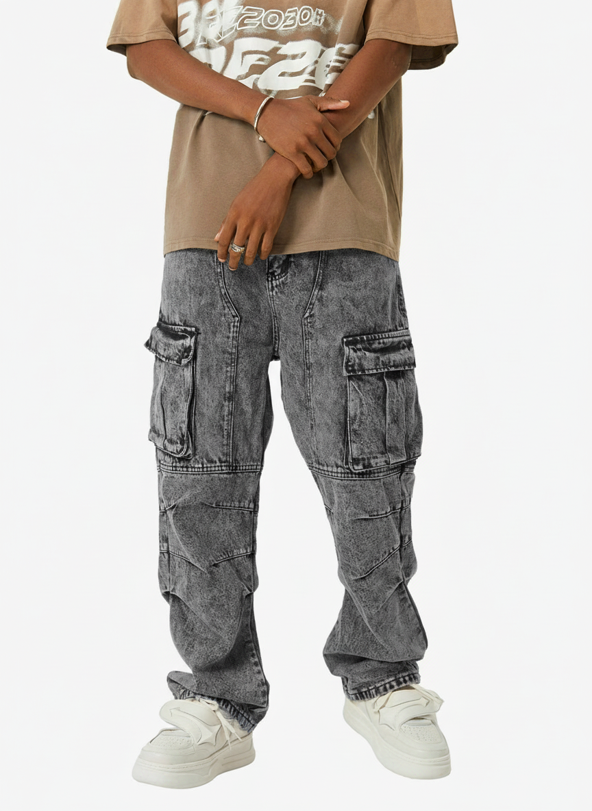 Thesupermade American Street Style Washed Distressed Work Jeans - 2354-Fineriform