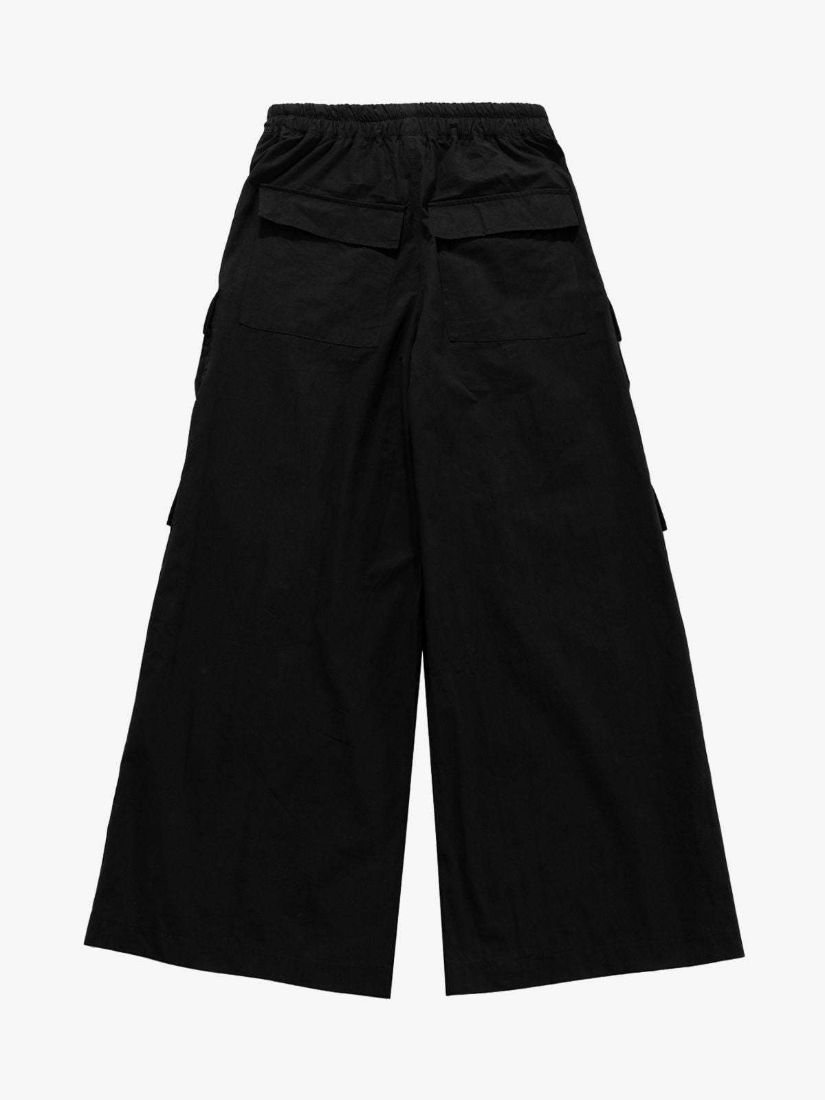 Woven Multi-Pocket Baggy Flared Pants - 2321-Fineriform