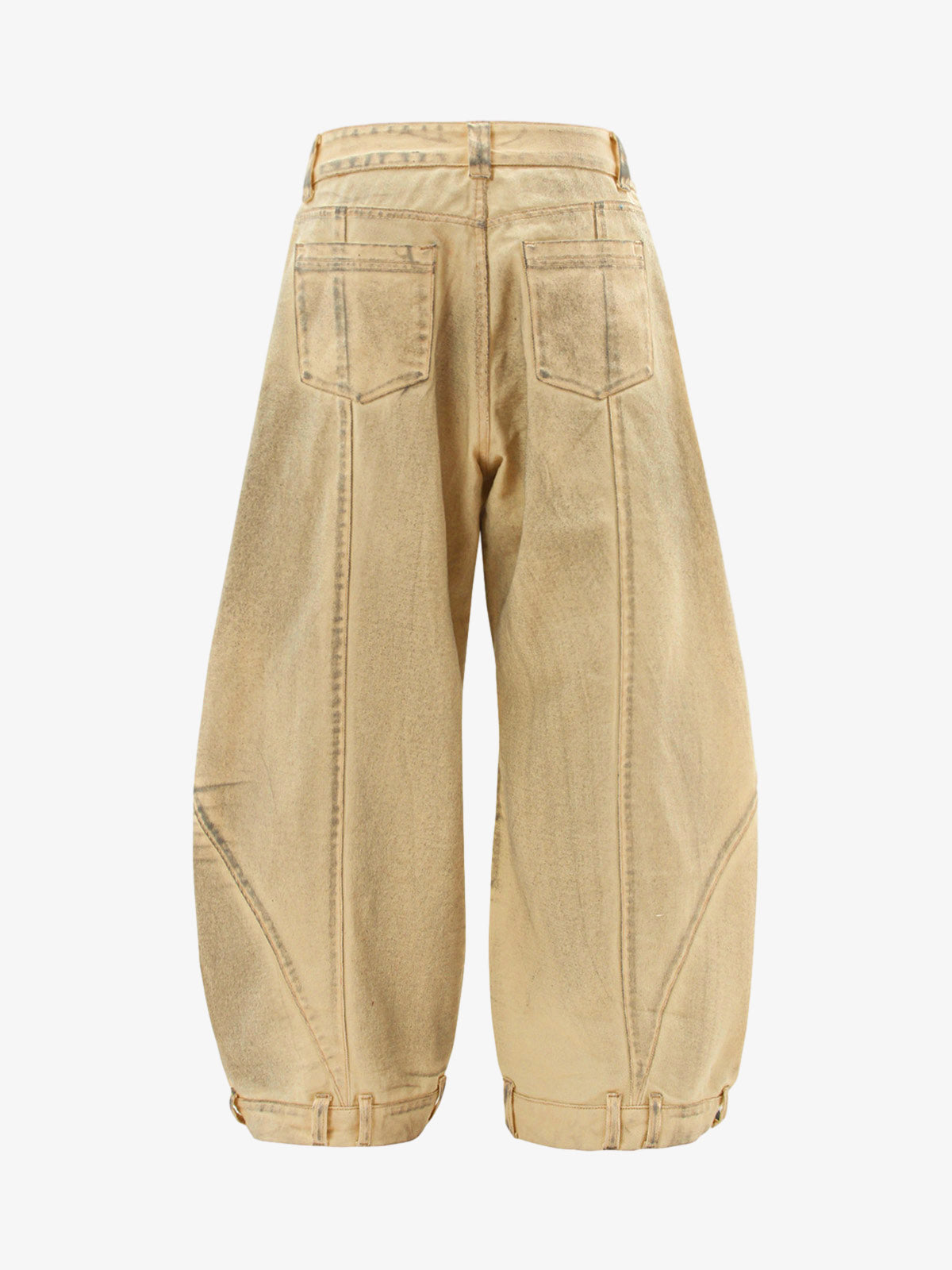 Washed Distressed Detachable Scarf Barrel Jeans - 2550-Fineriform