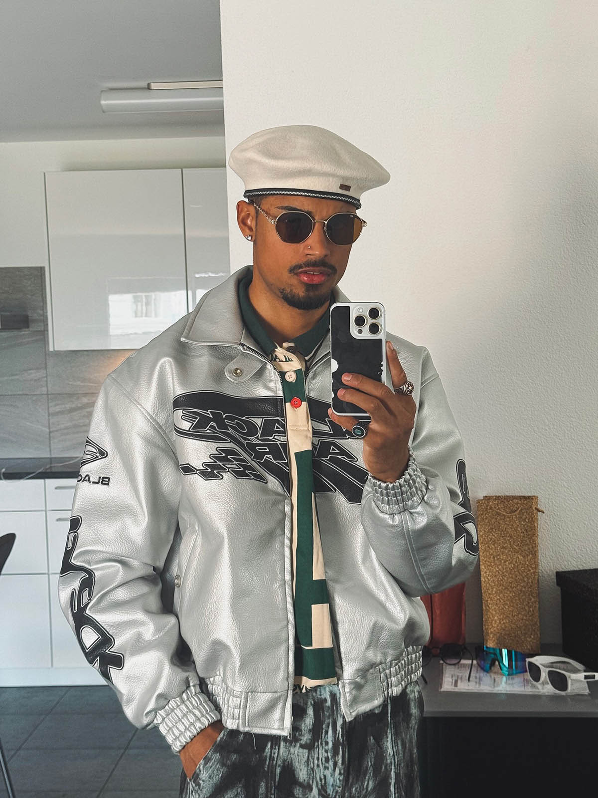 Faux Leather Vintage Street Black Air Jacket - 1821-Fineriform