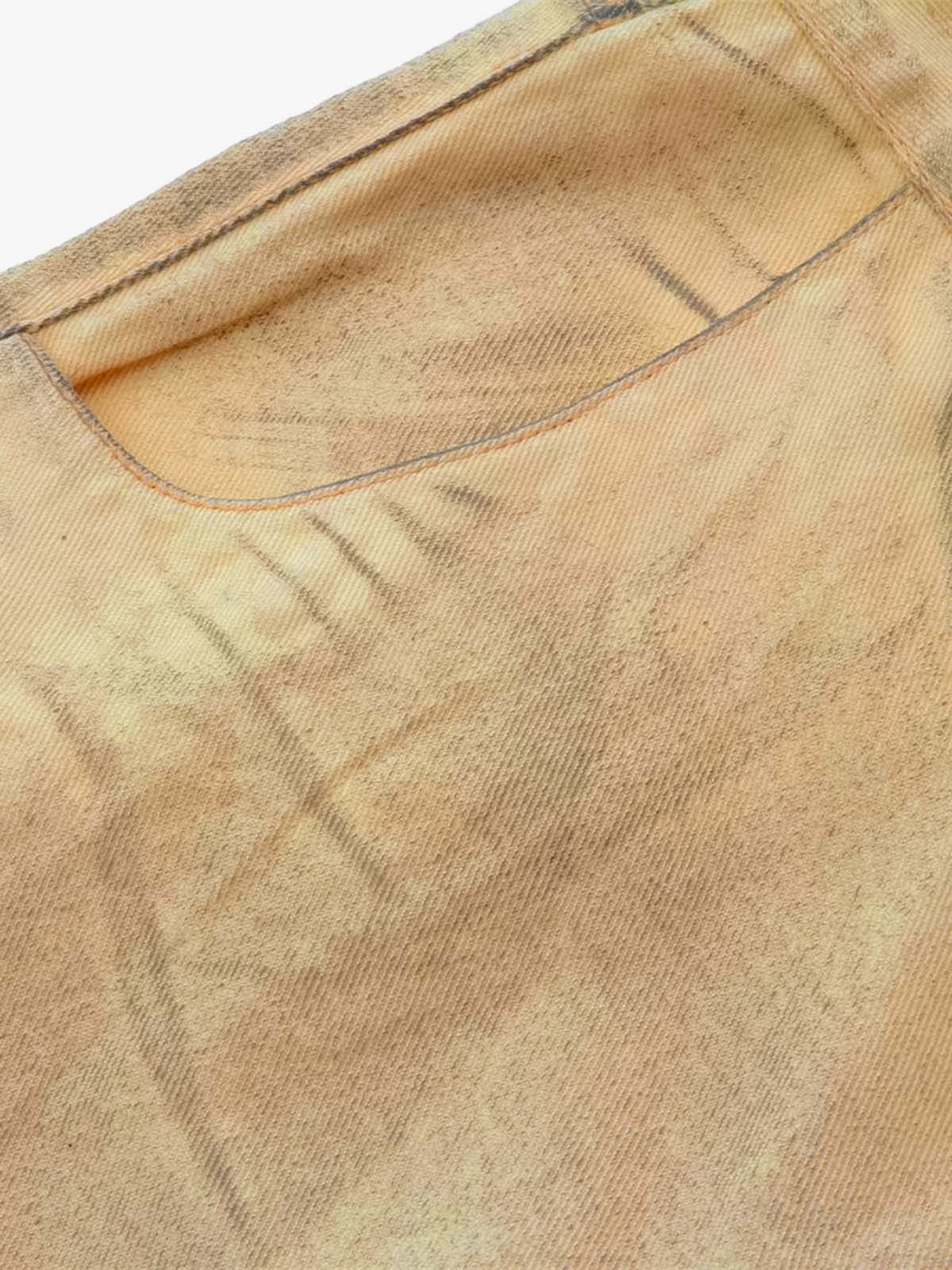 Washed Distressed Detachable Scarf Barrel Jeans - 2550-Fineriform