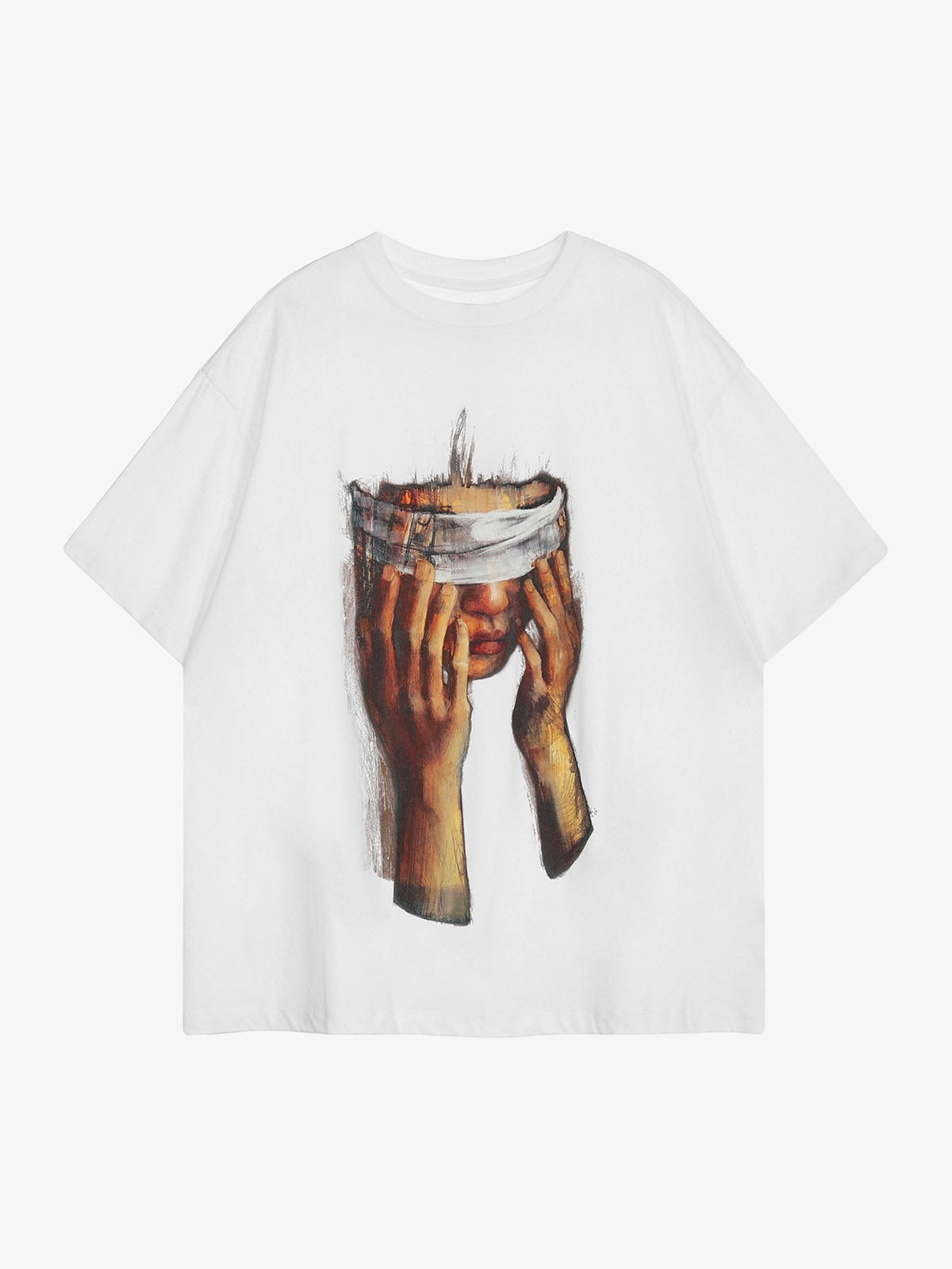 Thesupermade American Tide Loose Print Round Neck T-shirt -1640-Fineriform