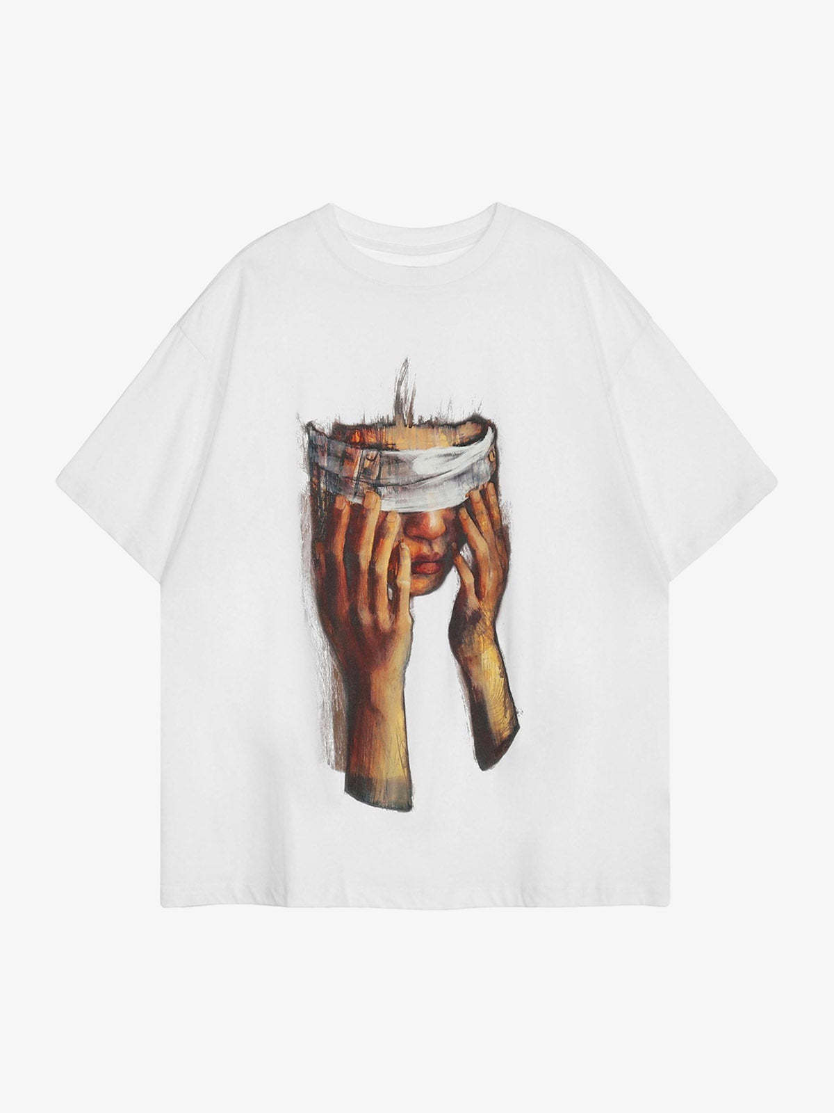 Thesupermade American Tide Loose Print Round Neck T-shirt -1640-Fineriform