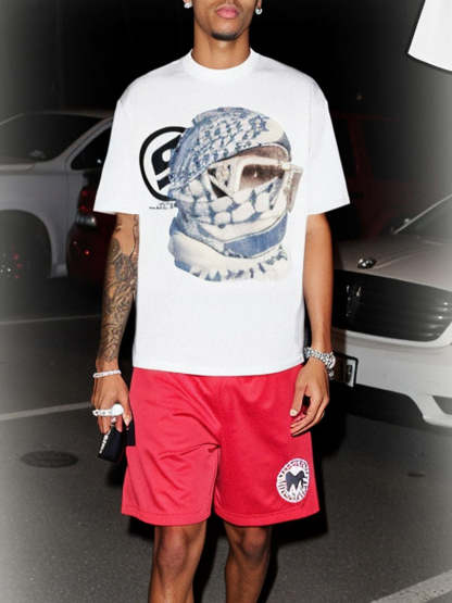 Masked Portrait Graphic T-Shirt-Fineriform