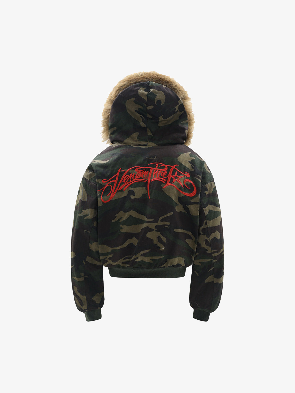 Embroidered Detachable Fur Hooded Jacket - 2546-Fineriform