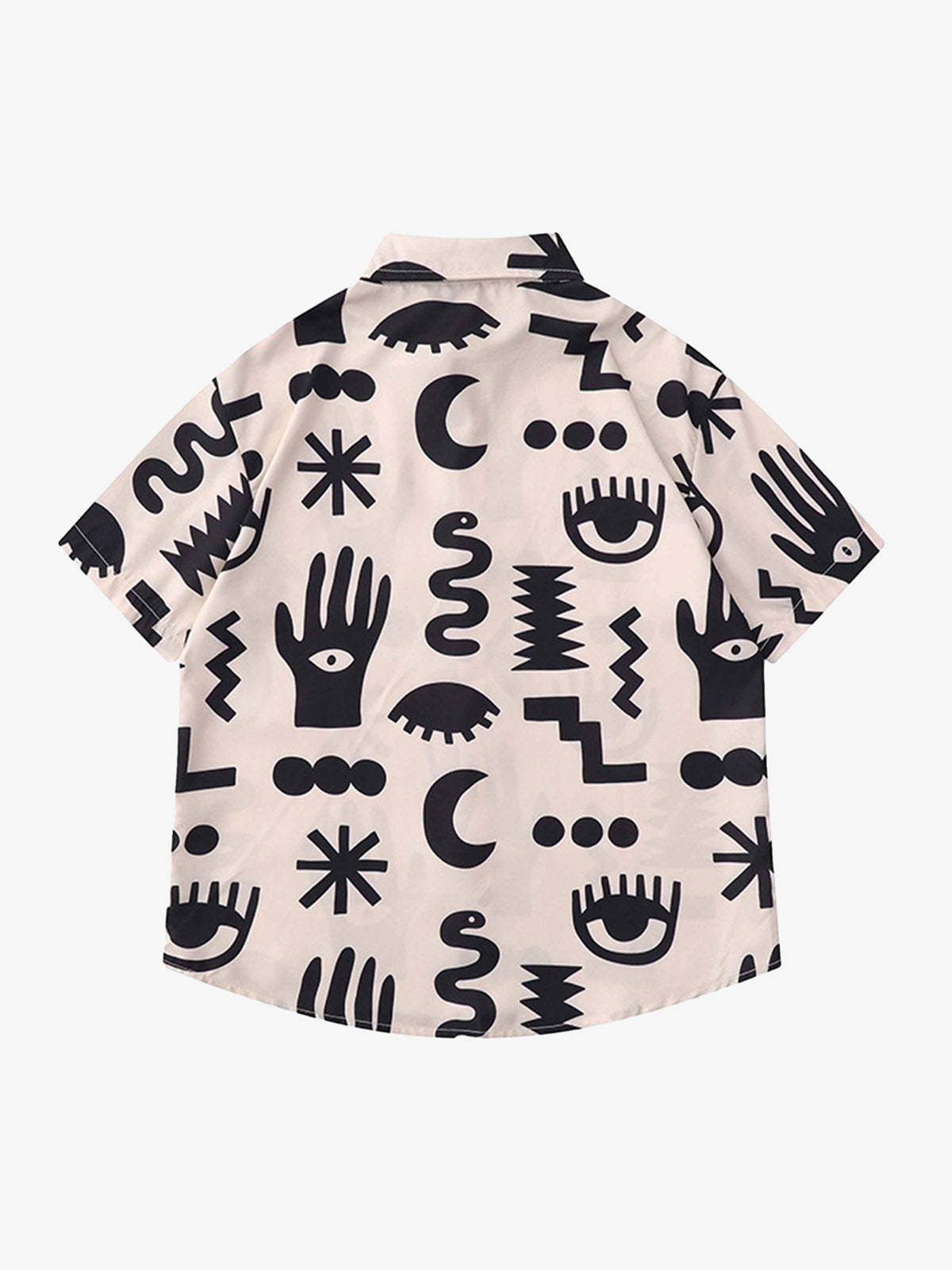 Thesupermade Vintage Full Print Lapel Short Sleeve Shirt-Fineriform