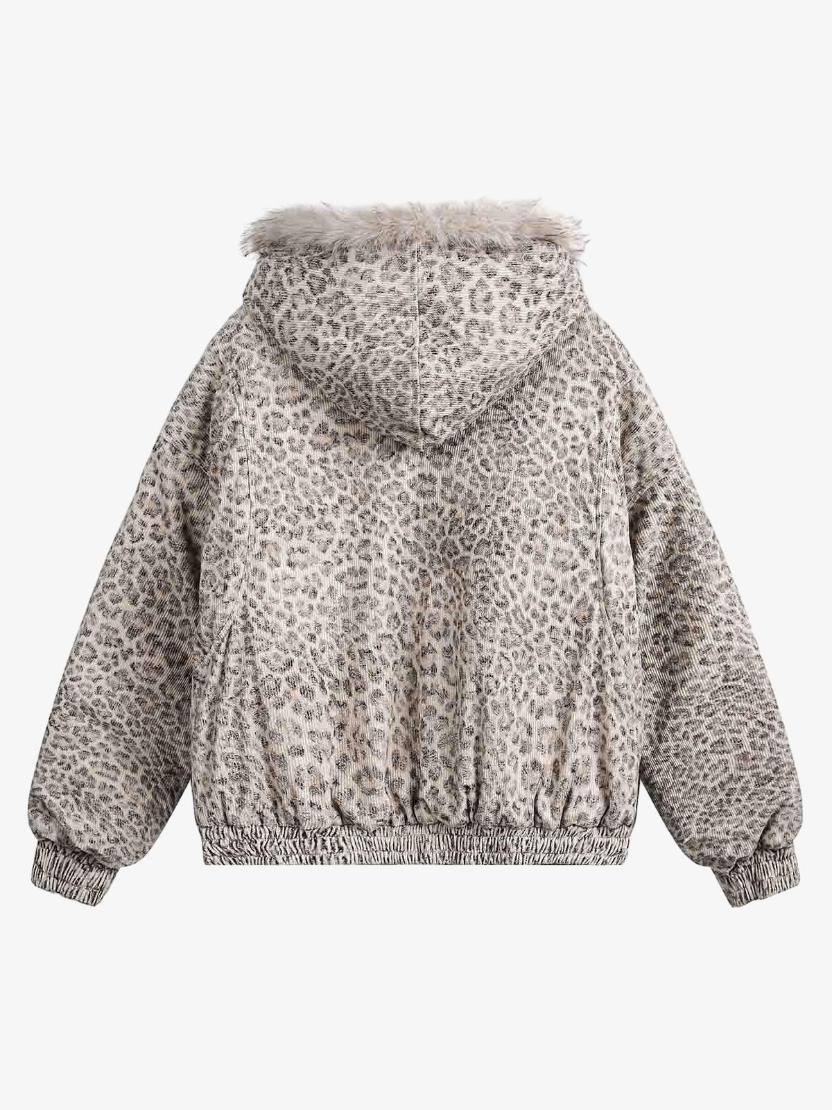 Cotton Cheetah Print Mink Fur Hooded Jacket - 2270-Fineriform