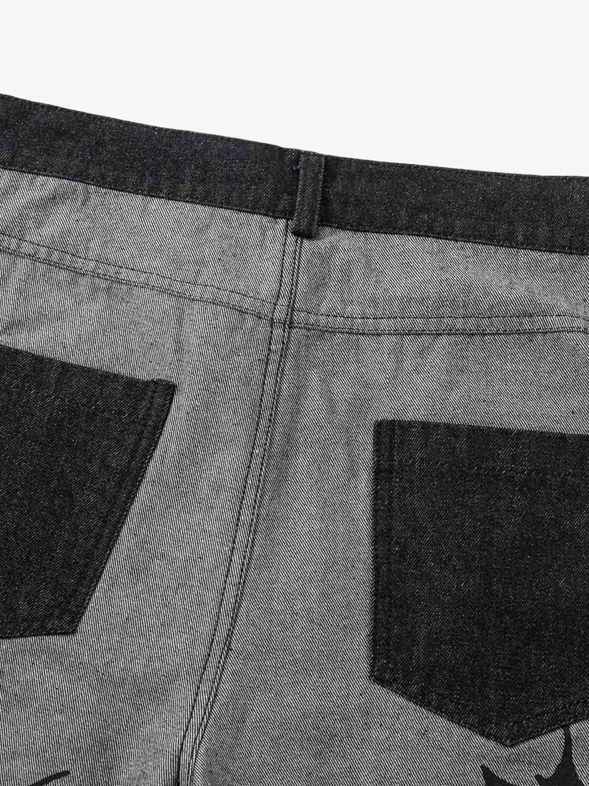 Tribal Flame Print Baggy Jeans-Fineriform