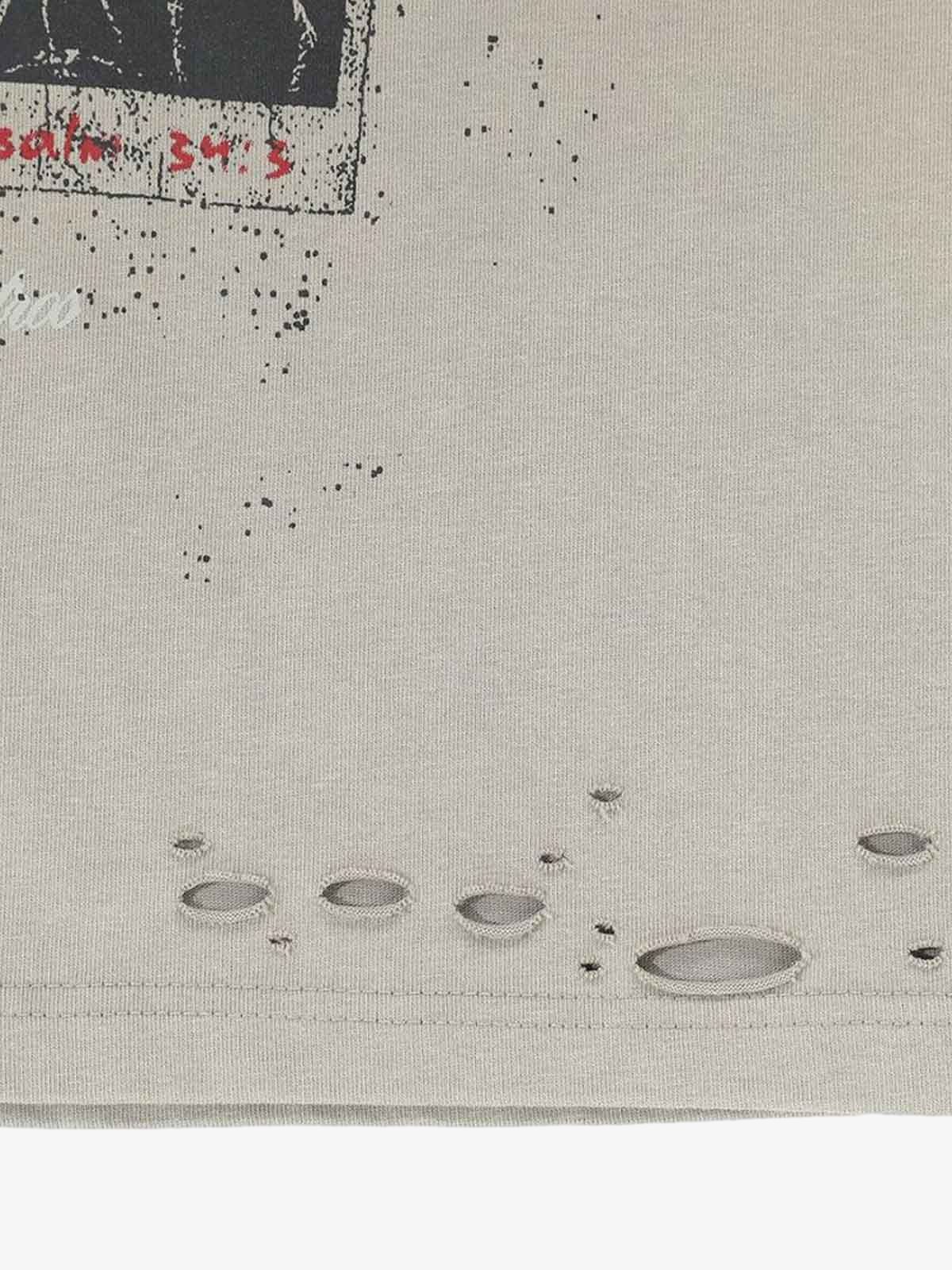 Jersey Distressed Camouflage Faux Two-Piece Graphic T-Shirt - 2420-Fineriform