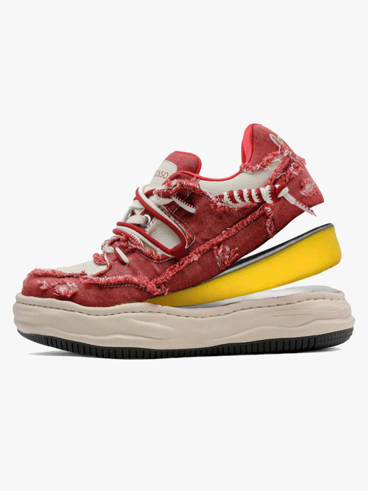 Washed Denim Low-Top Raw Edge Sneakers - 2436-Fineriform