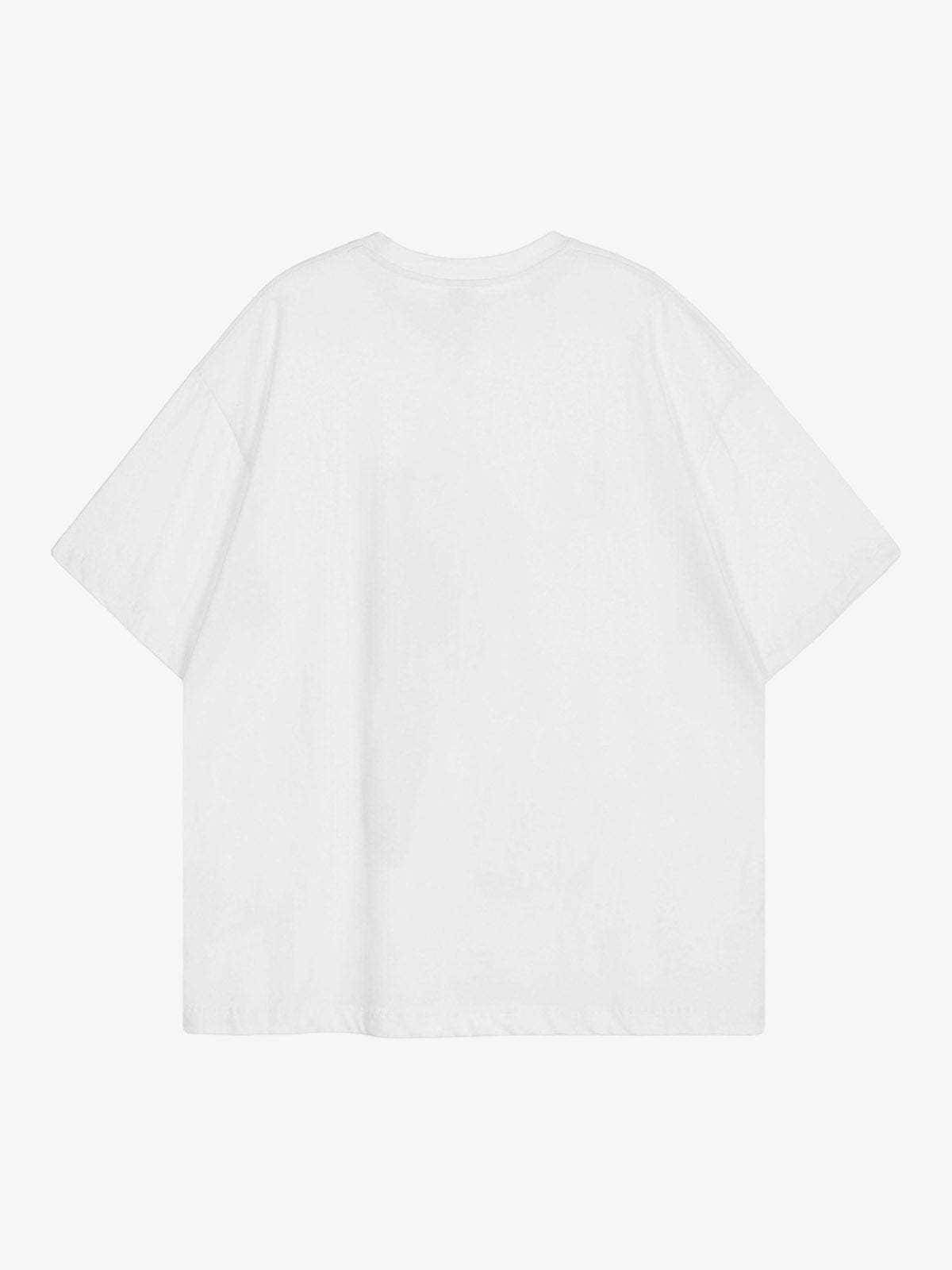 Thesupermade American Tide Loose Print Round Neck T-shirt -1640-Fineriform