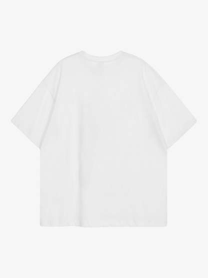 Thesupermade American Tide Loose Print Round Neck T-shirt -1640-Fineriform