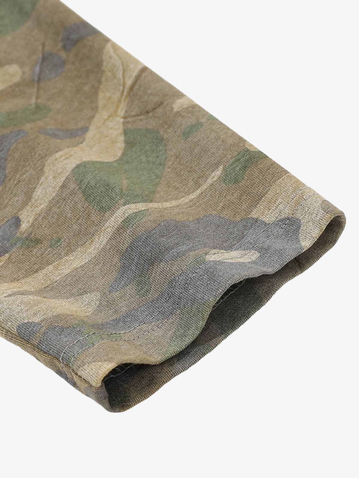 Jersey Distressed Camouflage Faux Two-Piece Graphic T-Shirt - 2420-Fineriform