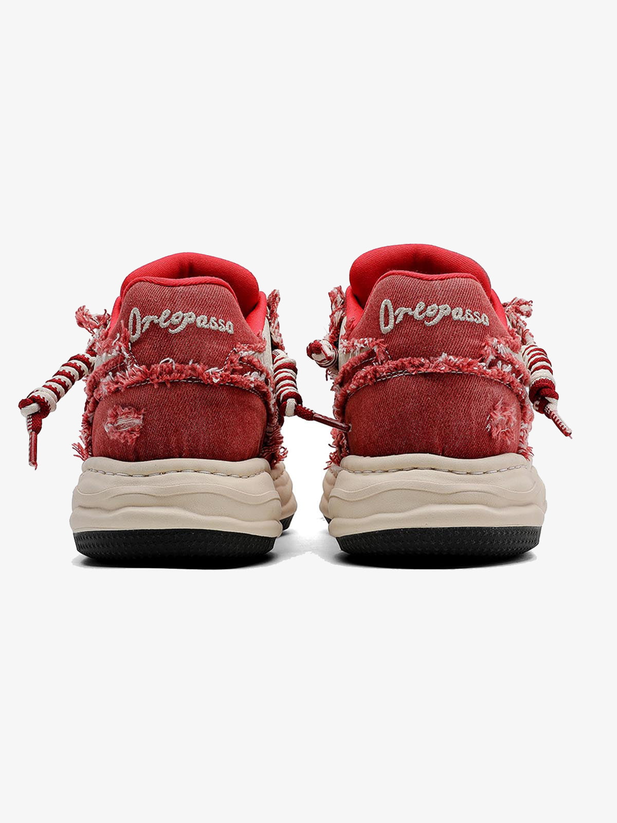 Washed Denim Low-Top Raw Edge Sneakers - 2436-Fineriform