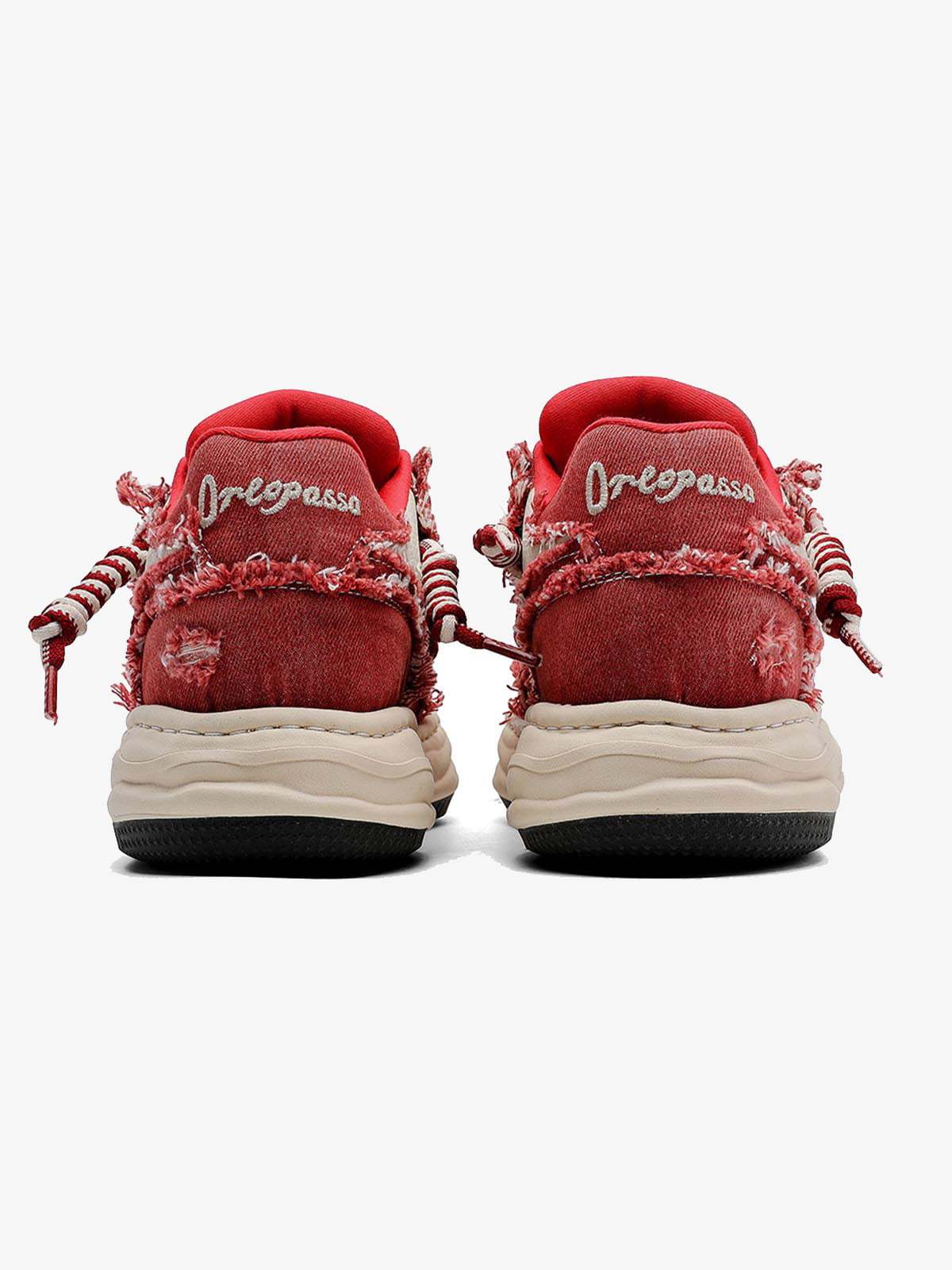 Washed Denim Low-Top Raw Edge Sneakers - 2436-Fineriform