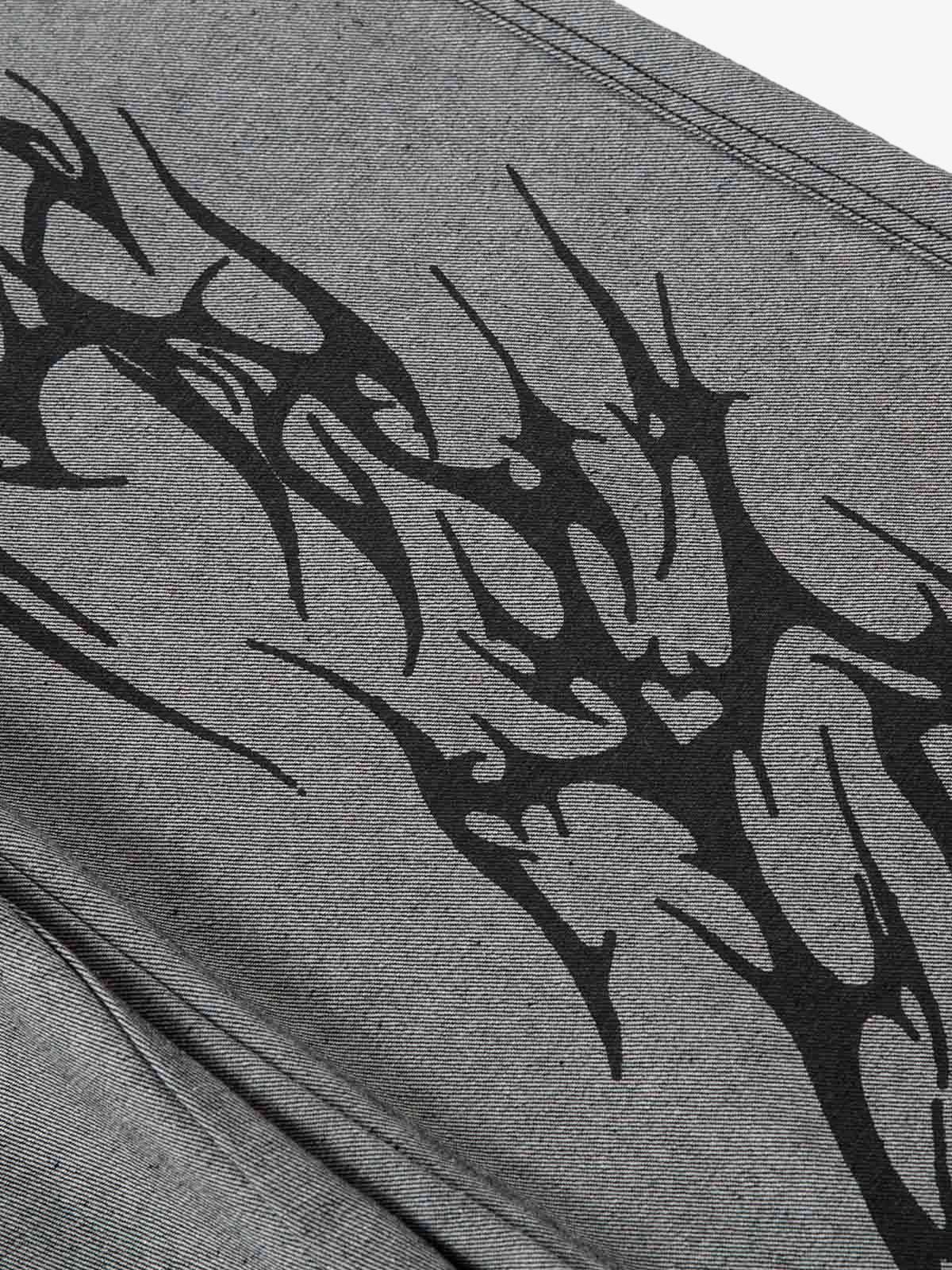 Tribal Flame Print Baggy Jeans-Fineriform