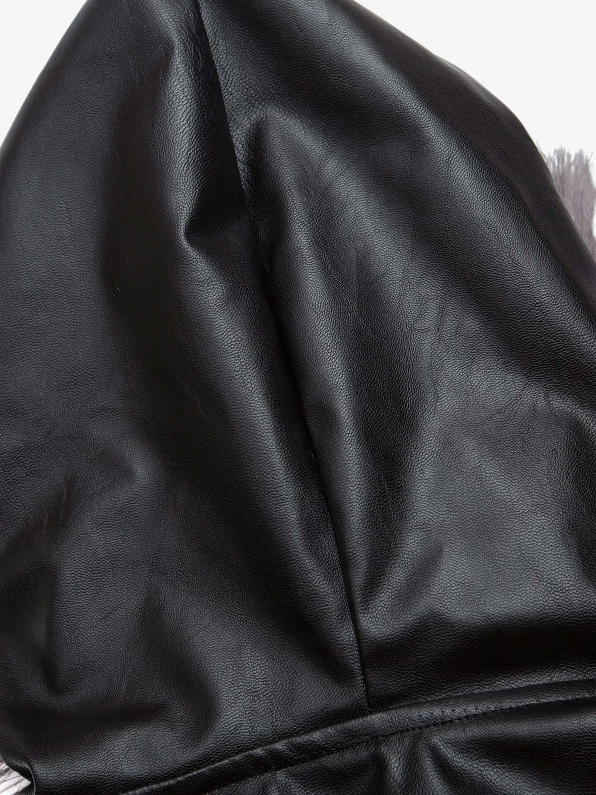 Deconstructed Multi Pocket Fur Hooded PU Leather Jacket-Fineriform