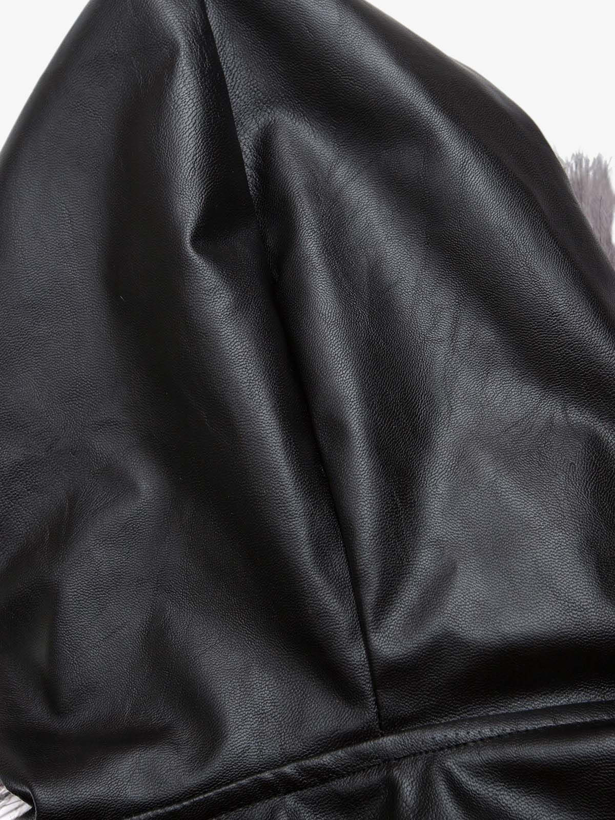 Deconstructed Multi Pocket Fur Hooded PU Leather Jacket-Fineriform