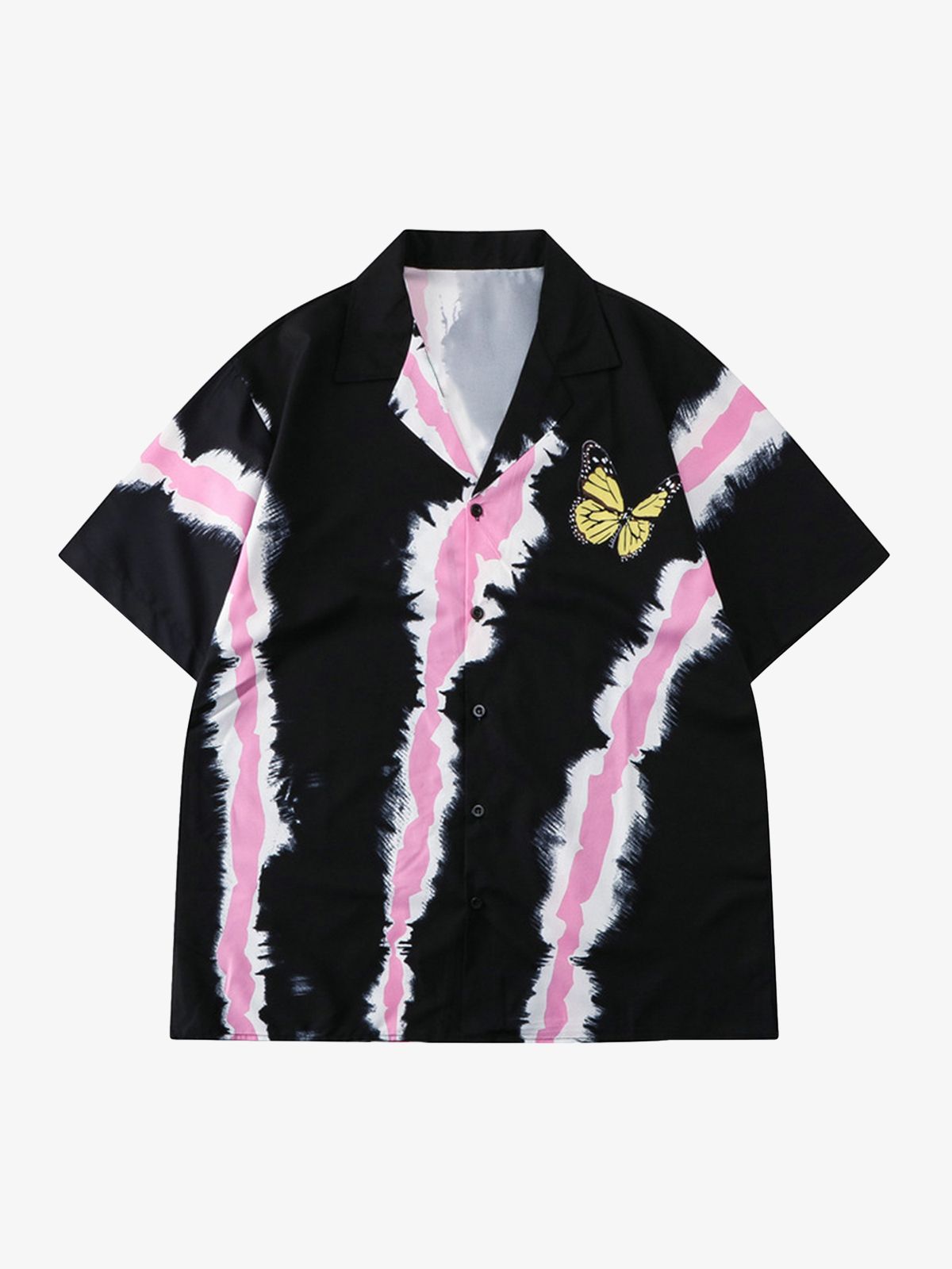Street Print Butterfly Short Sleeve Shirt-Fineriform