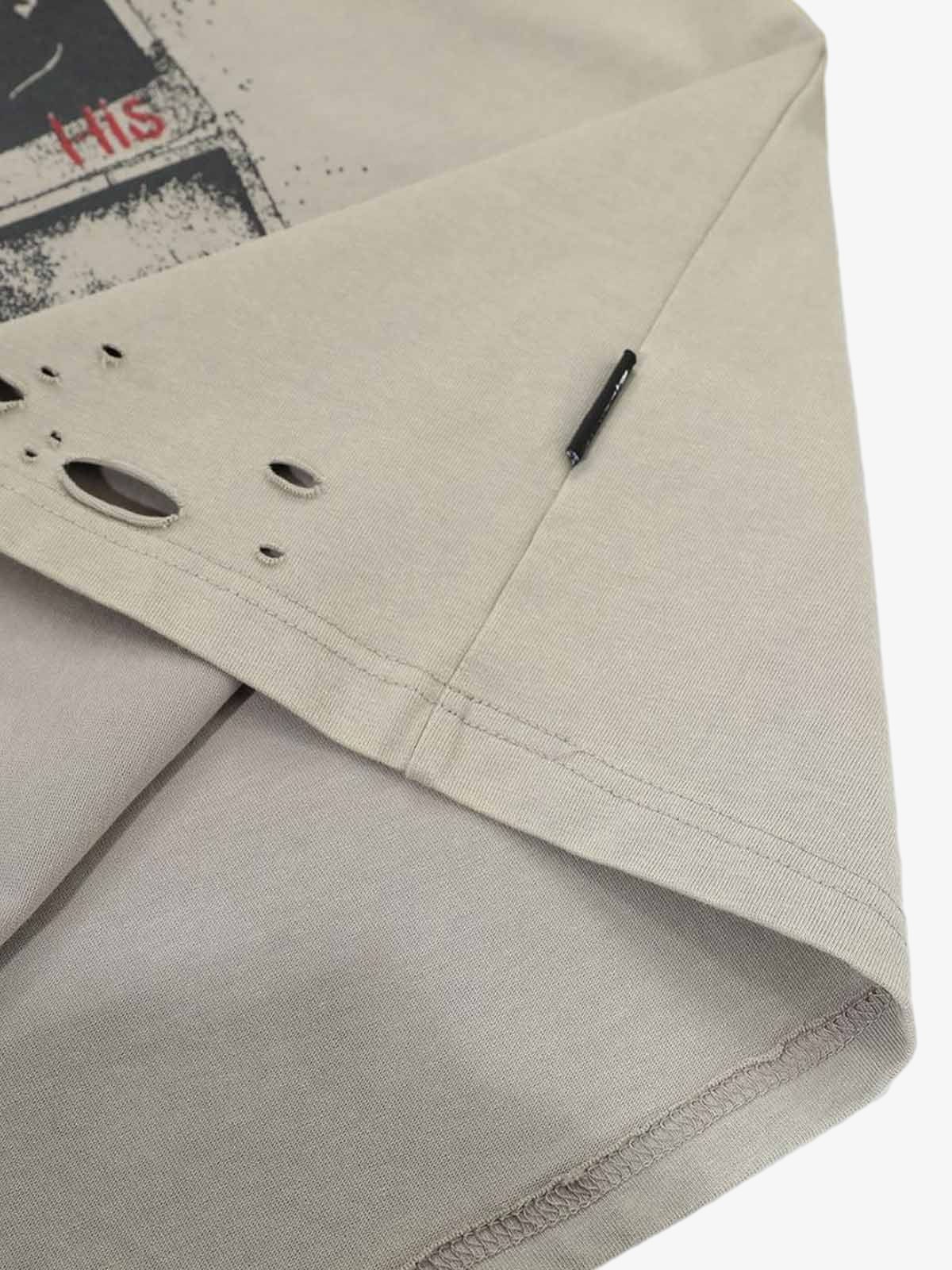 Jersey Distressed Camouflage Faux Two-Piece Graphic T-Shirt - 2420-Fineriform