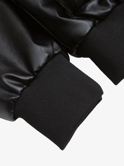 Deconstructed Multi Pocket Fur Hooded PU Leather Jacket-Fineriform