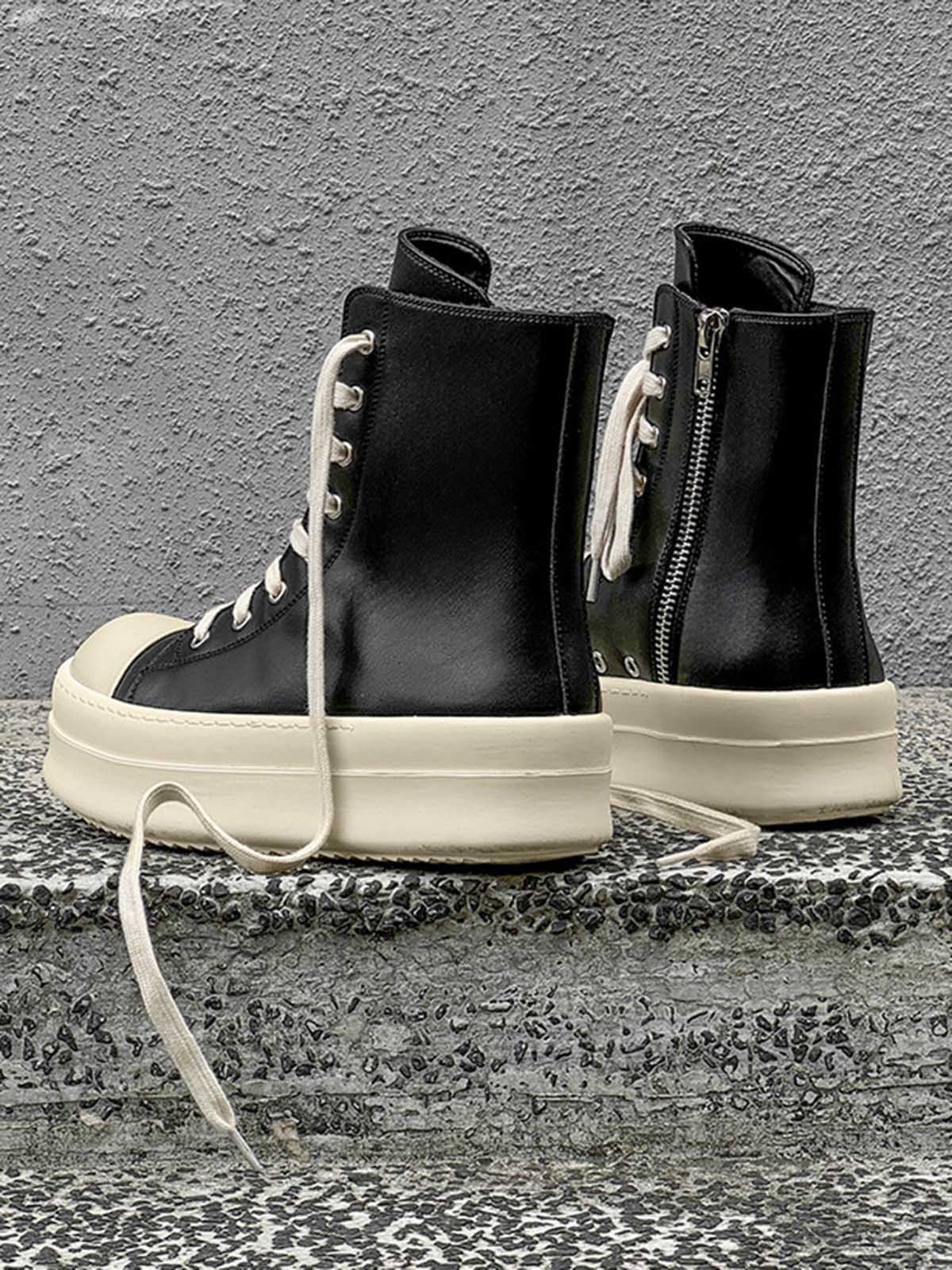 Rubber Sole High-Top Side Zipper Platform Sneakers - 2273-Fineriform