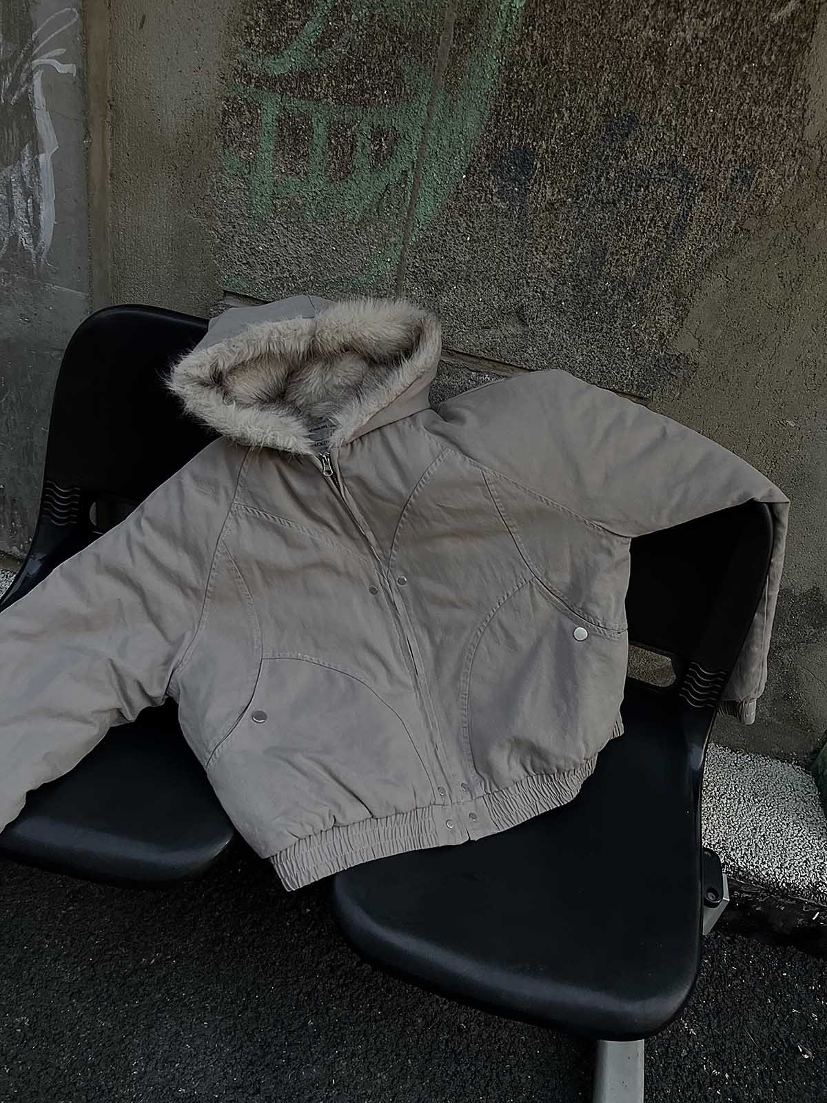 Spliced Fur Hooded Quilted Jacket - 2285-Fineriform