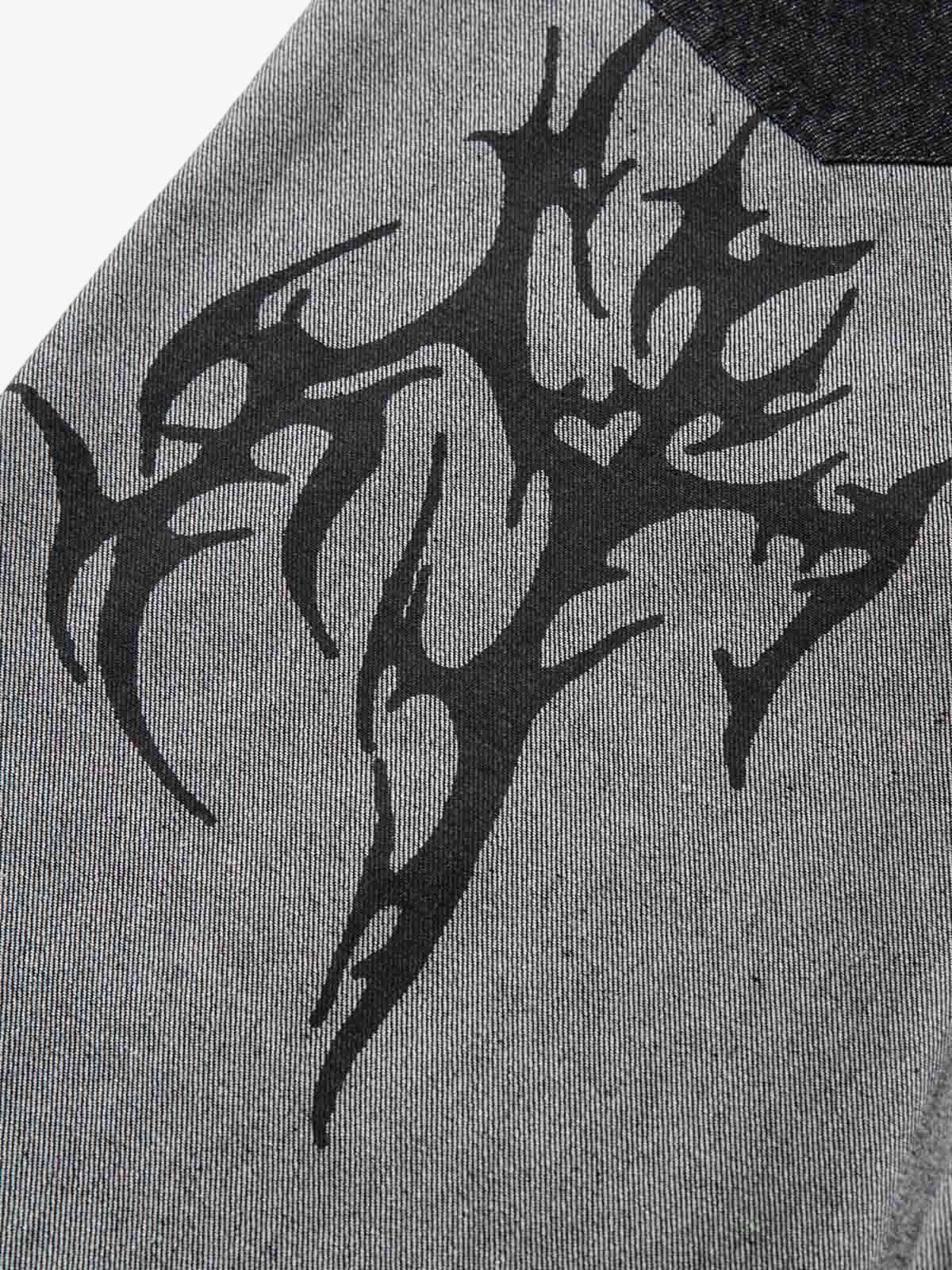 Tribal Flame Print Baggy Jeans-Fineriform