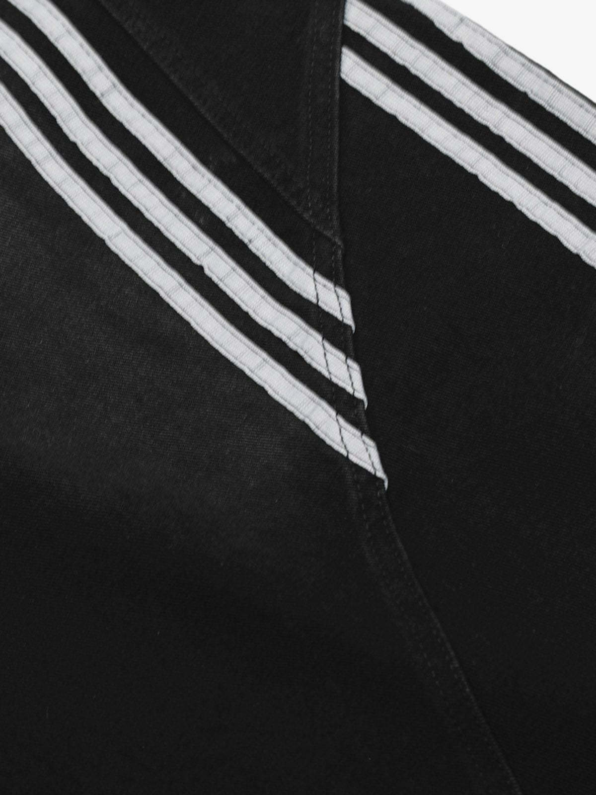 Denim Contrast Striped Stitching Barrel Jeans - 2504-Fineriform