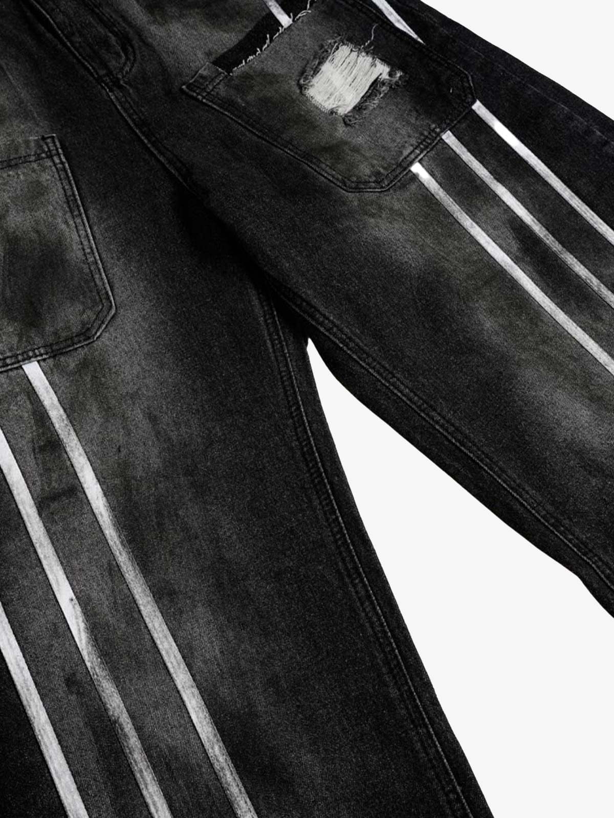 Street Stripe Dirty Dye Barrel Jeans-Fineriform