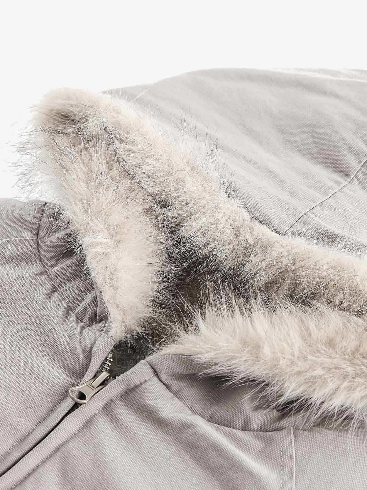 Spliced Fur Hooded Quilted Jacket - 2285-Fineriform