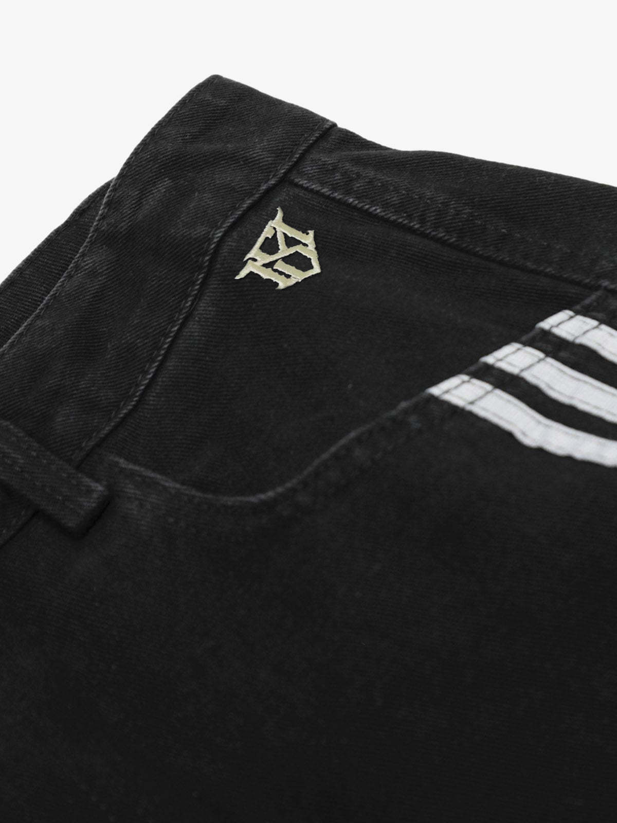 Denim Contrast Striped Stitching Barrel Jeans - 2504-Fineriform