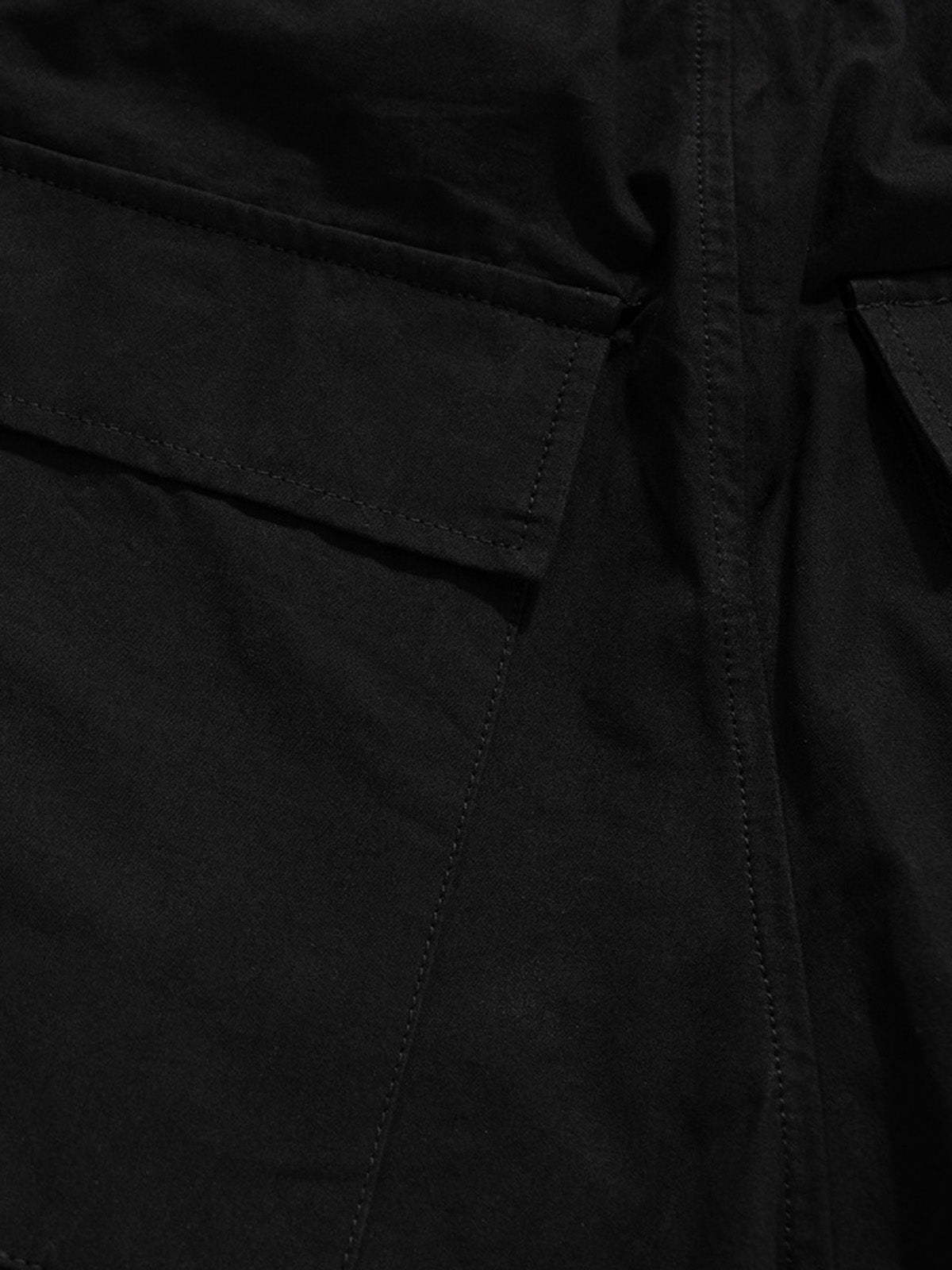 Woven Multi-Pocket Baggy Flared Pants - 2321-Fineriform