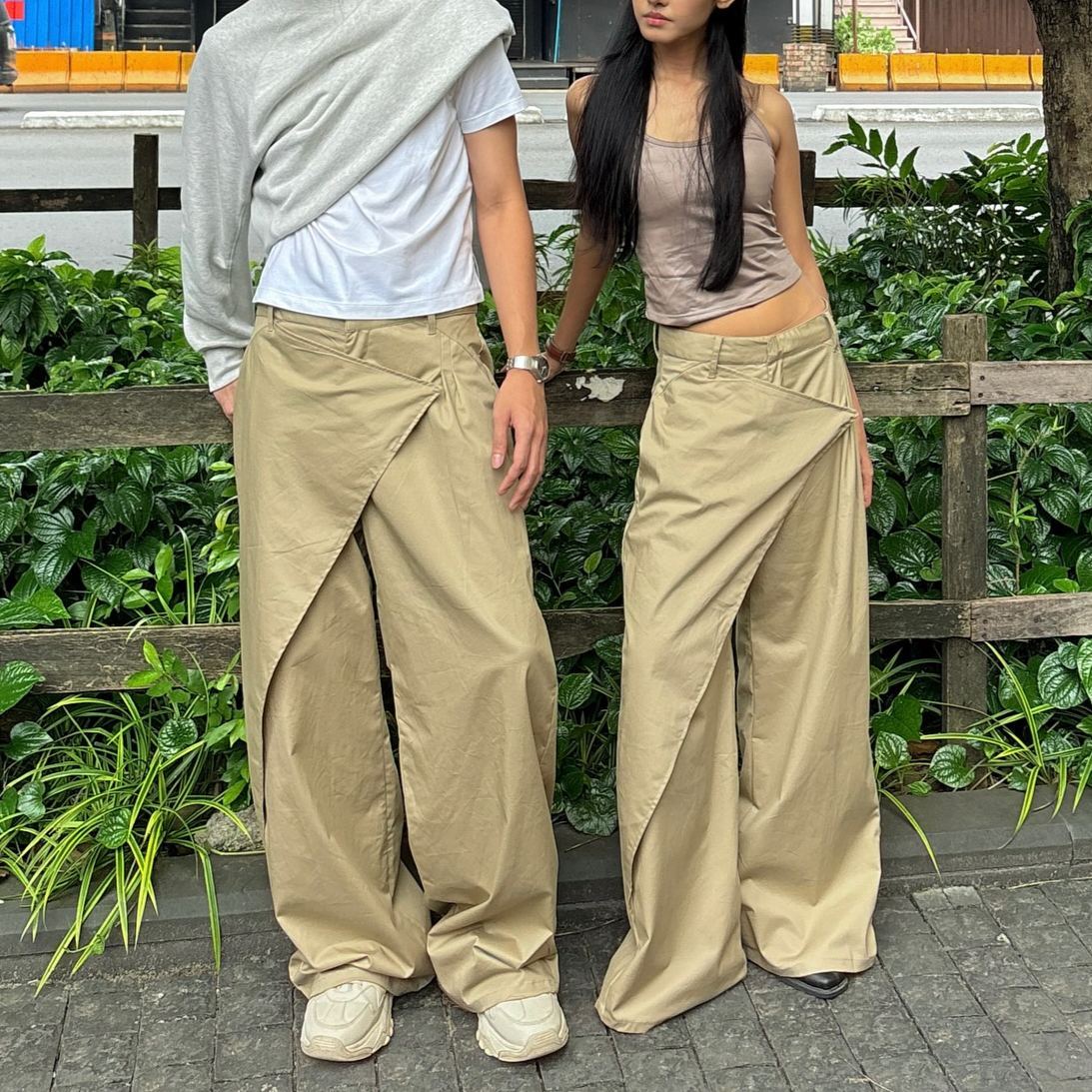 ASYMMETRICAL WRAP PANTS-Fineriform