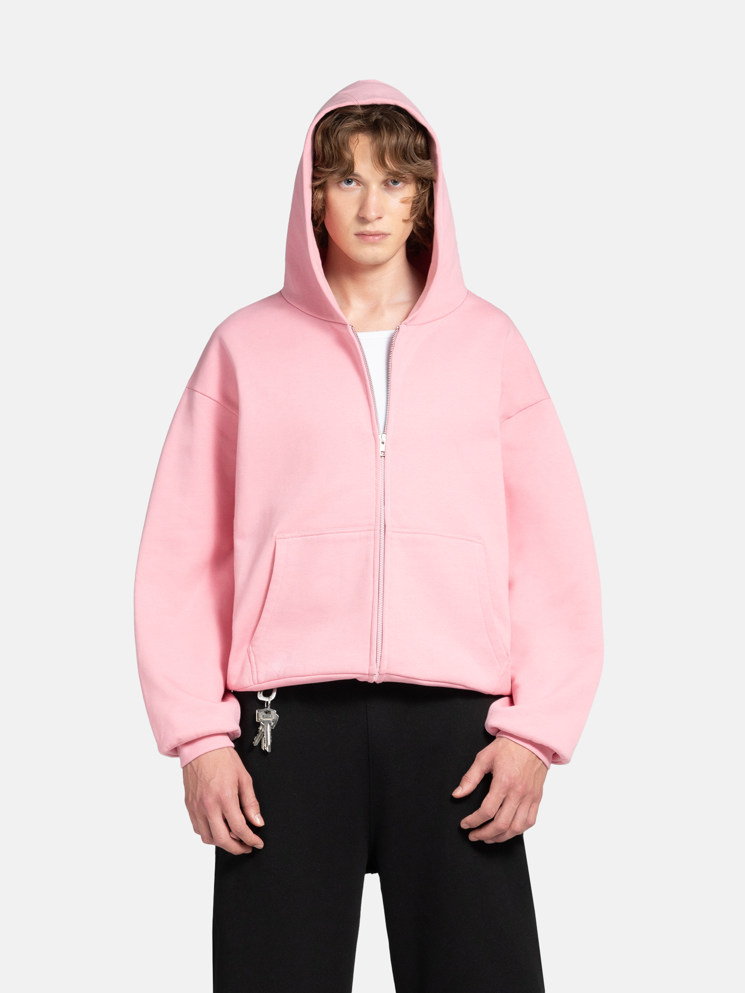 THE BLANC ZIP HOODIE - PINK-Fineriform