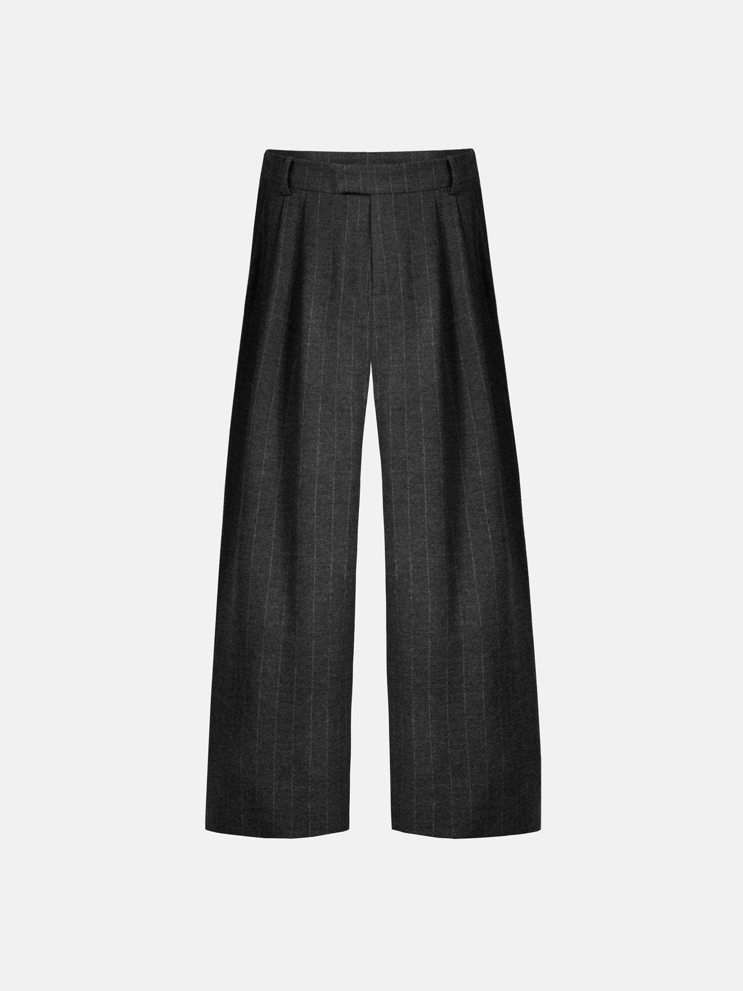 PINSTRIPE PLEATED PANTS - BLACK-Fineriform