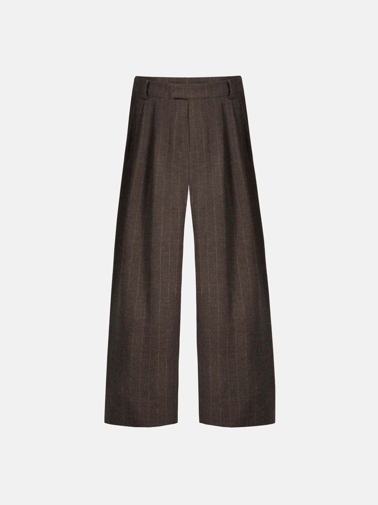 PINSTRIPE PLEATED PANTS - BROWN-Fineriform