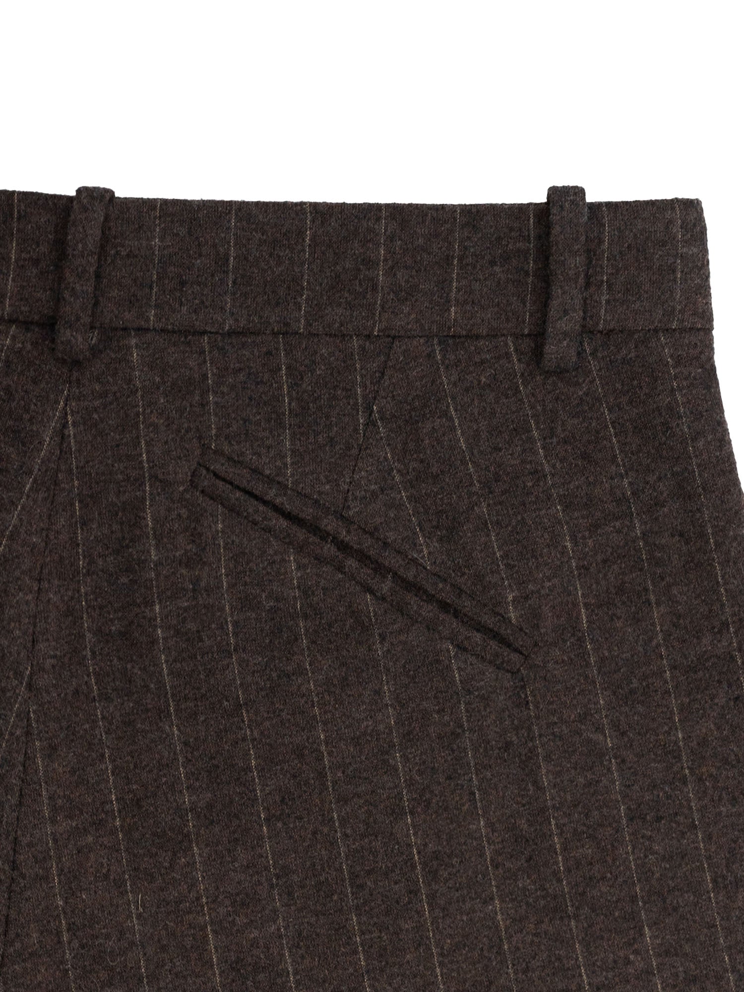 PINSTRIPE PLEATED PANTS - BROWN-Fineriform
