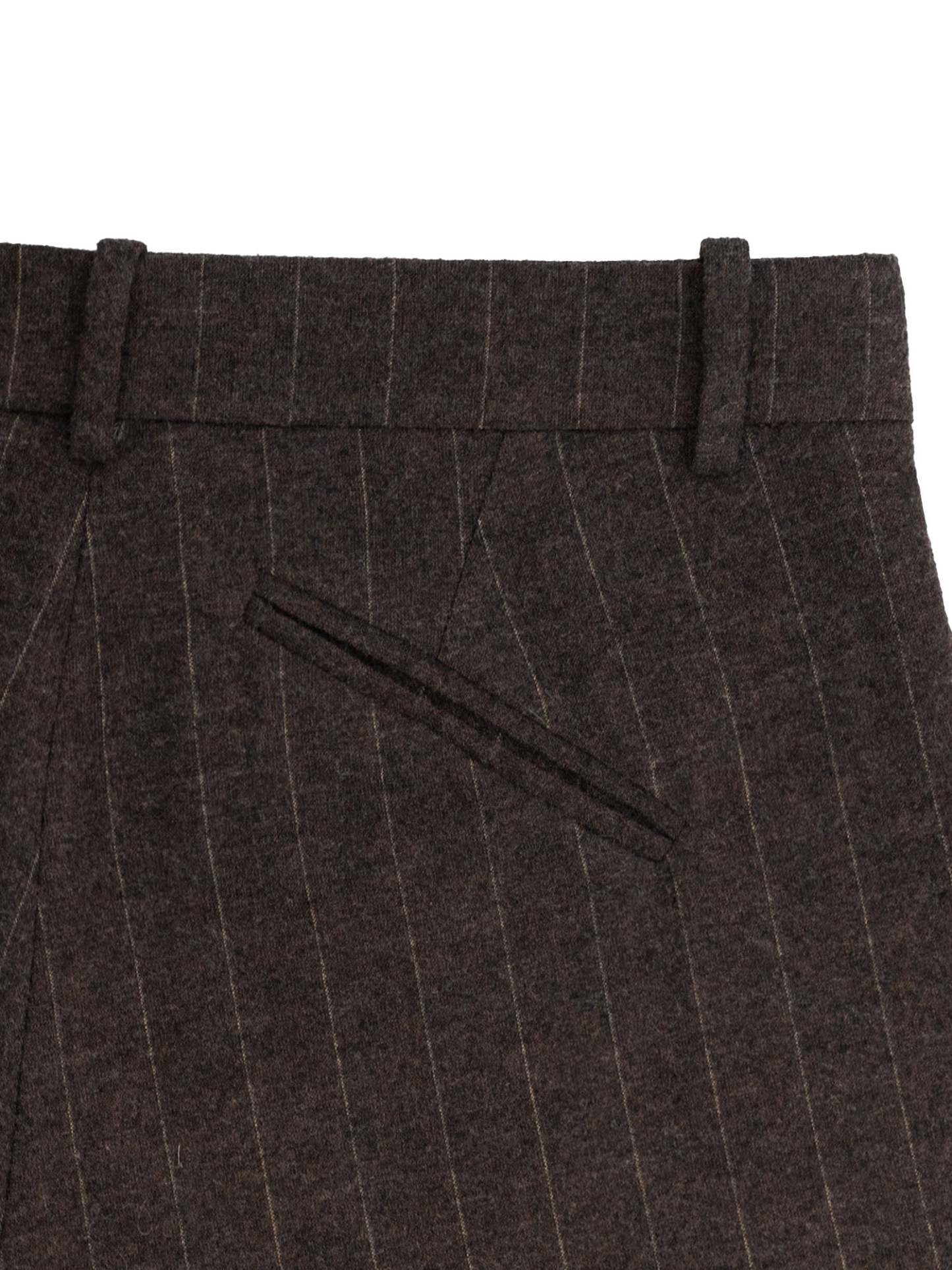 PINSTRIPE PLEATED PANTS - BROWN-Fineriform