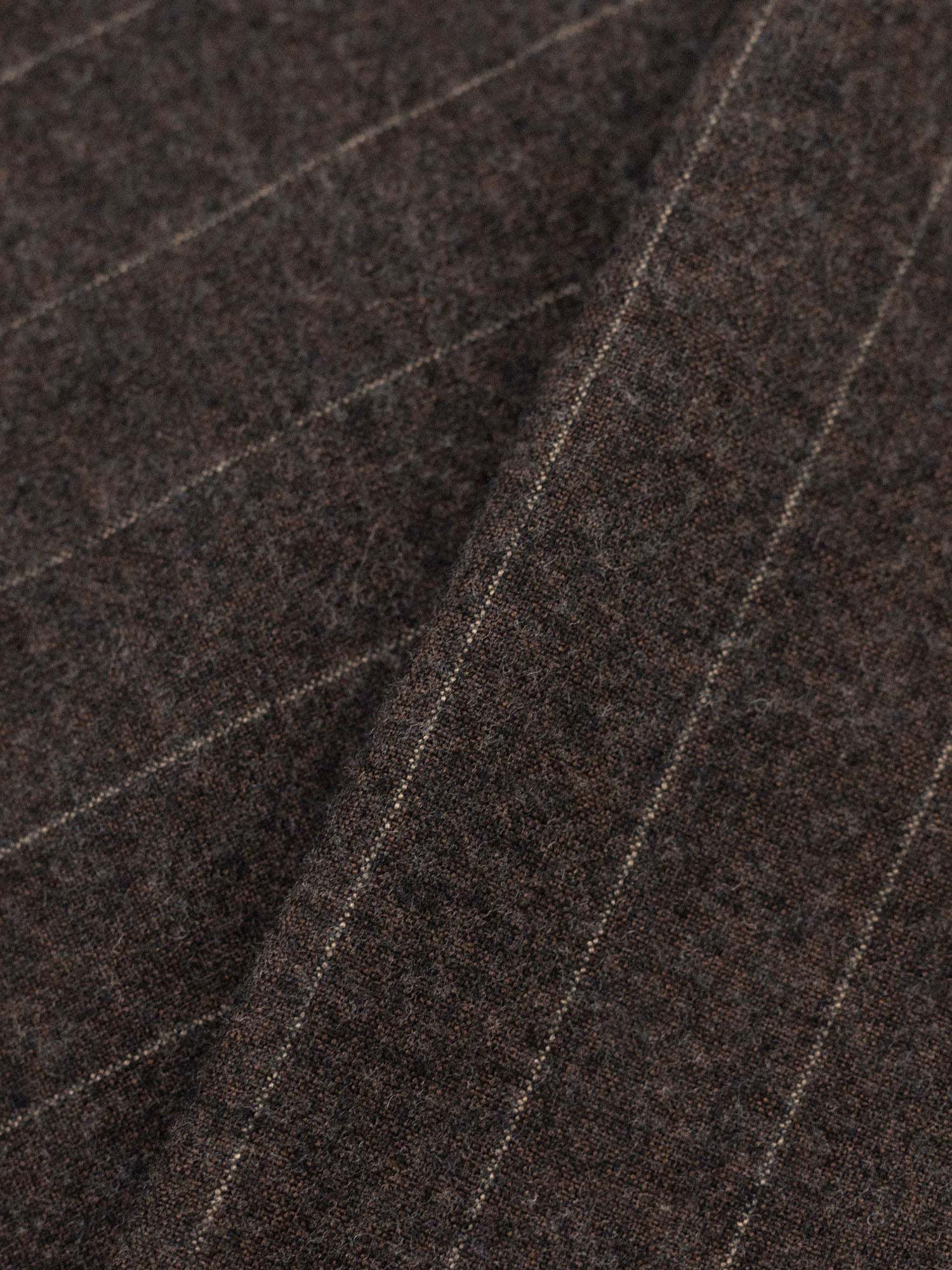 PINSTRIPE PLEATED PANTS - BROWN-Fineriform