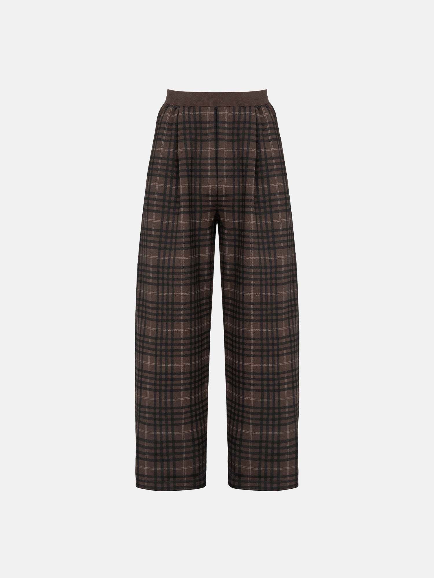 PLEATED SWEATPANTS - TARTAN-Fineriform