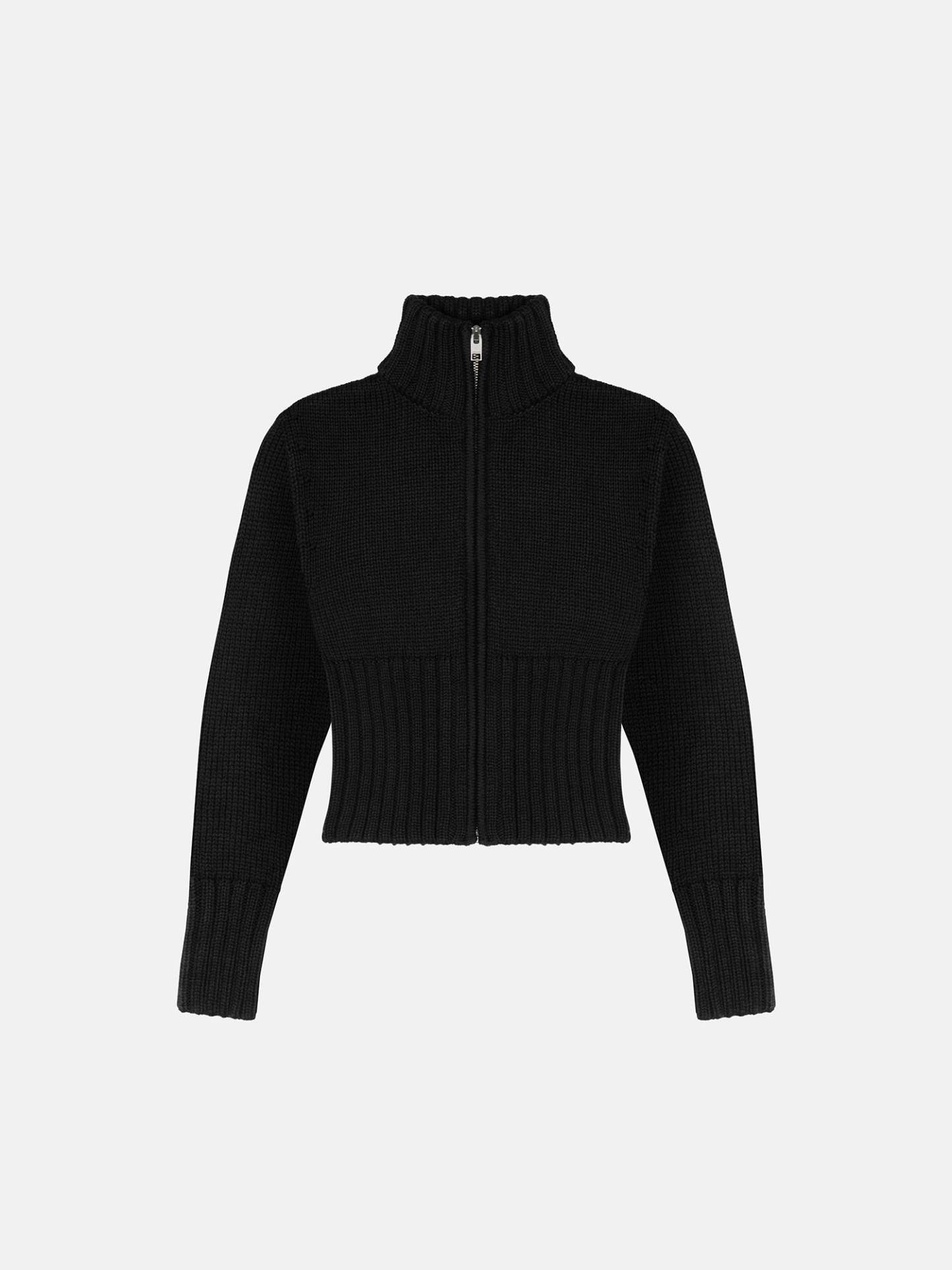 ZIP CARDIGAN - BLACK-Fineriform
