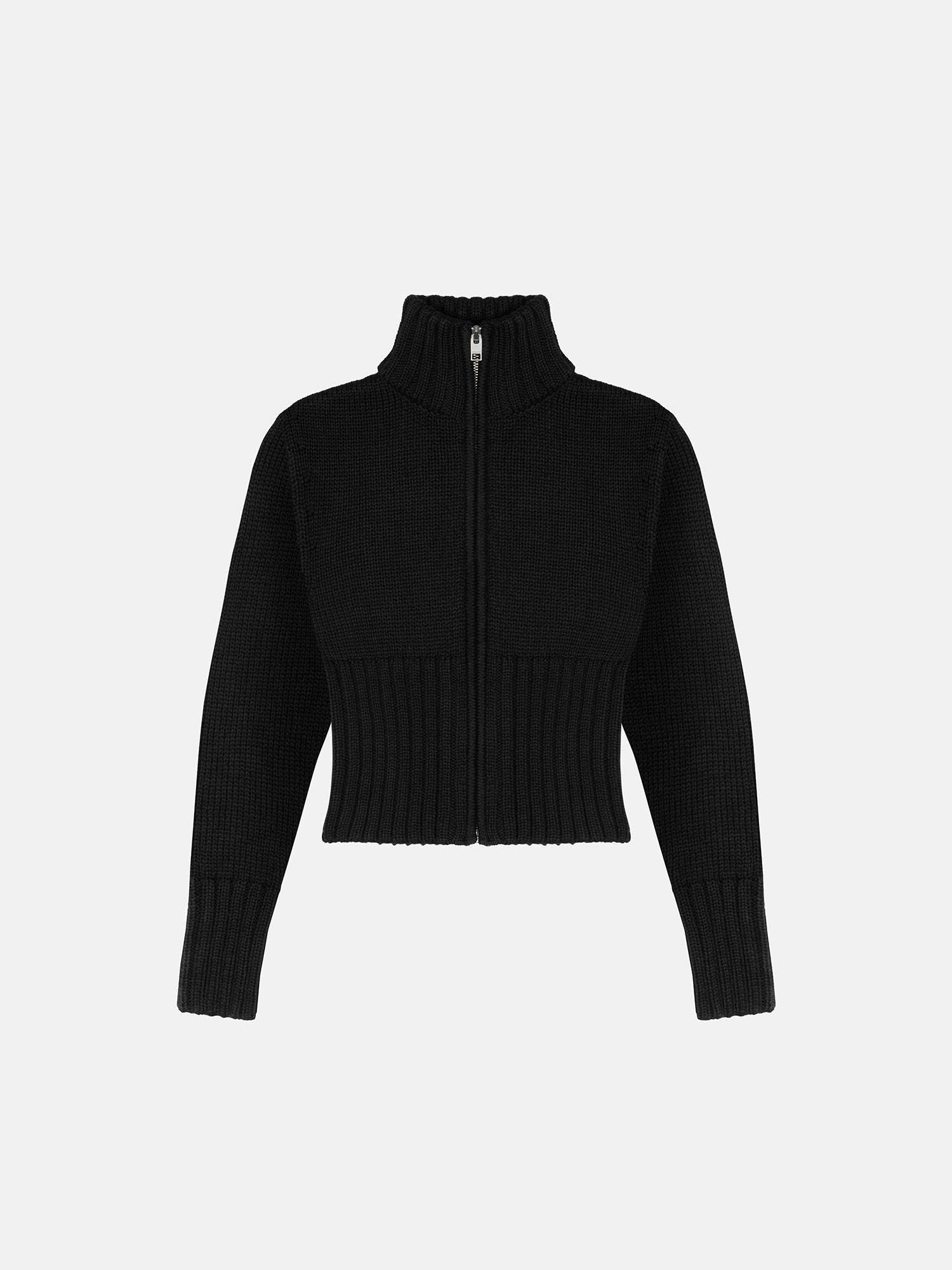 ZIP CARDIGAN - BLACK-Fineriform