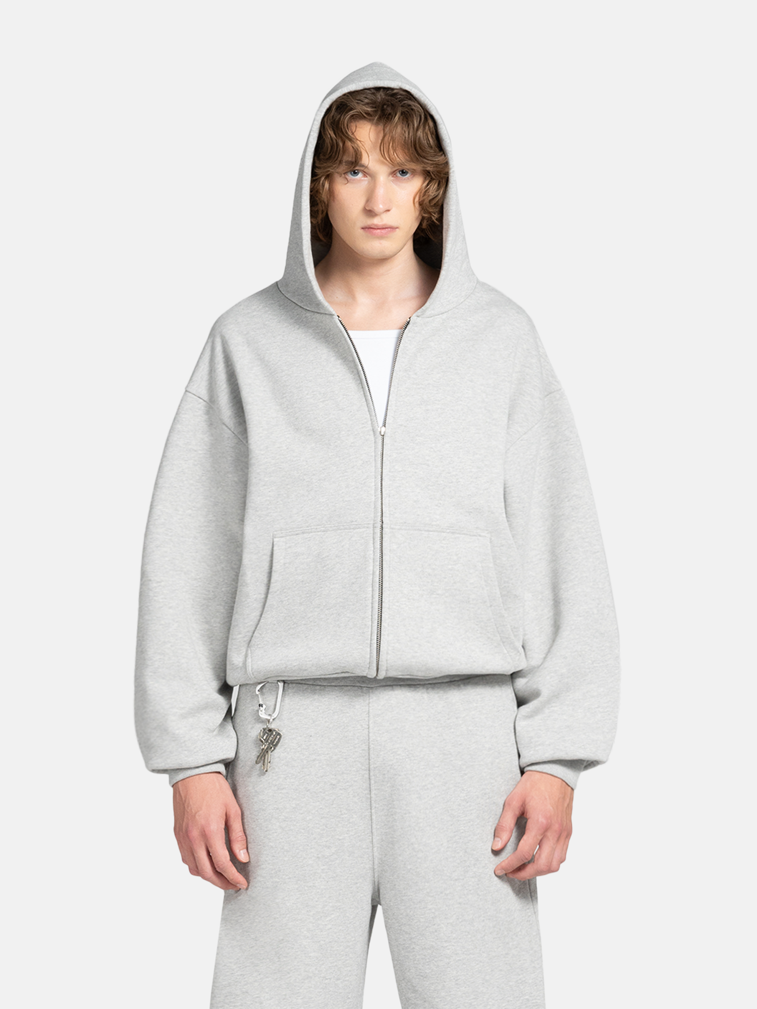 THE BLANC ZIP HOODIE - GRAY-Fineriform