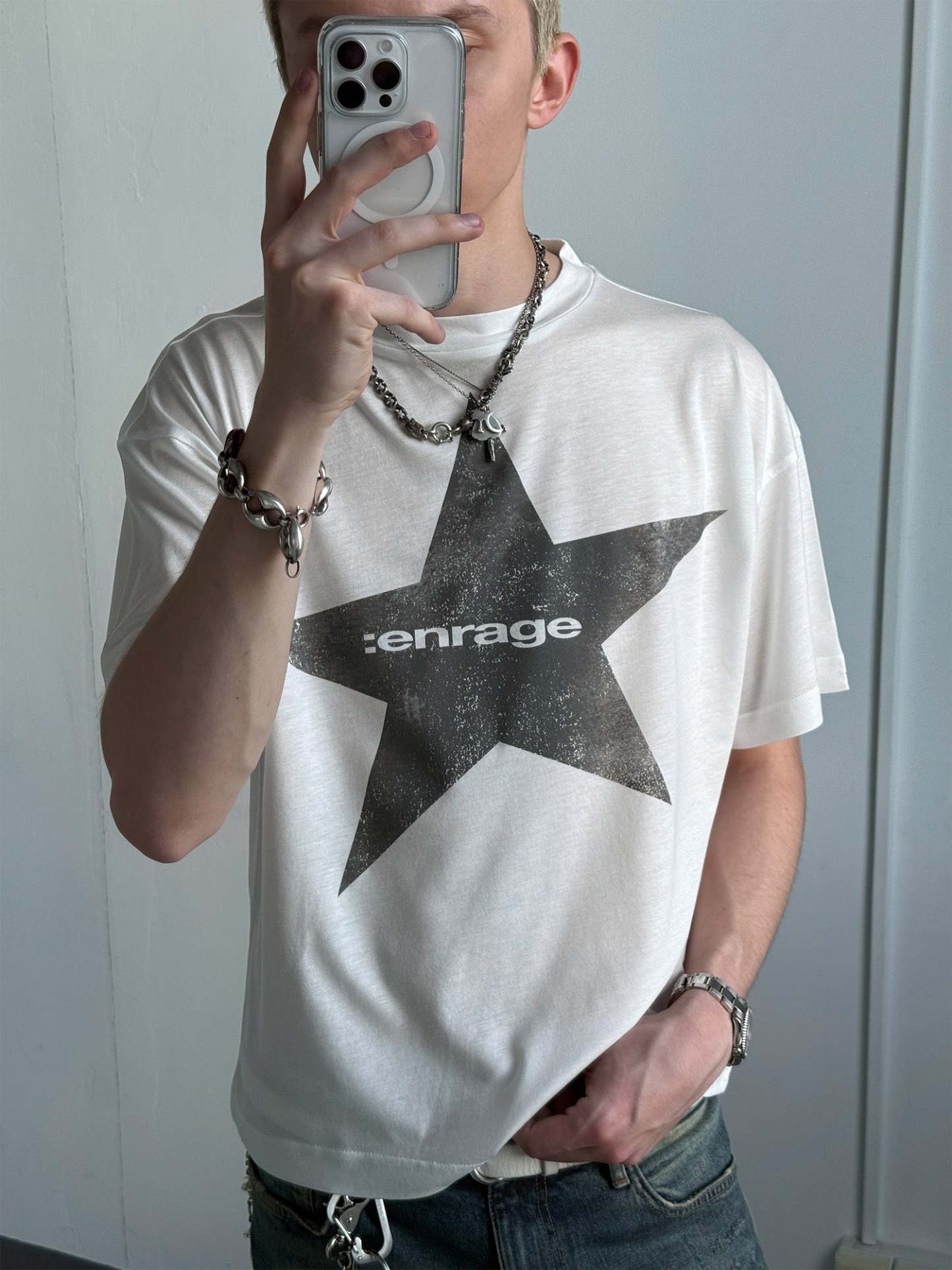 STAR TENCEL TEE - VINTAGE WHITE-Fineriform