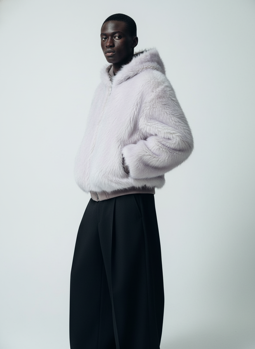 Oversized Reversible Fur Hooded Jacket - 2544-Fineriform